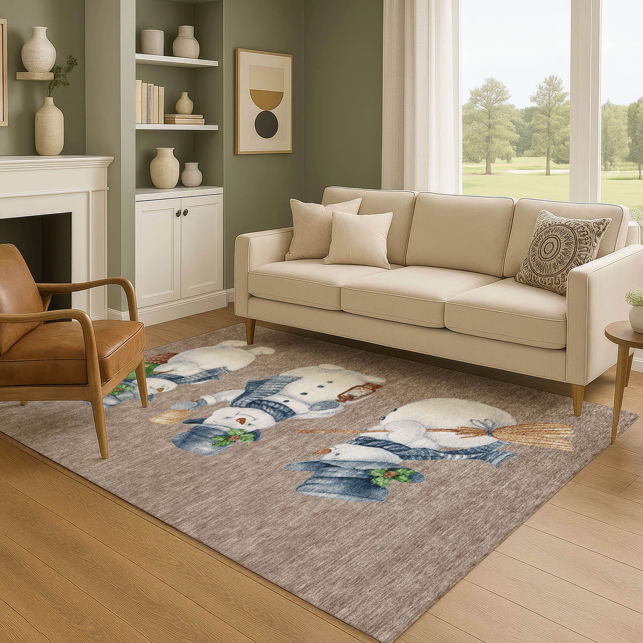 Baku Machine Washable Transitional Taupe Brown Rug 2'6" x 3'10" #shape_Rectangle