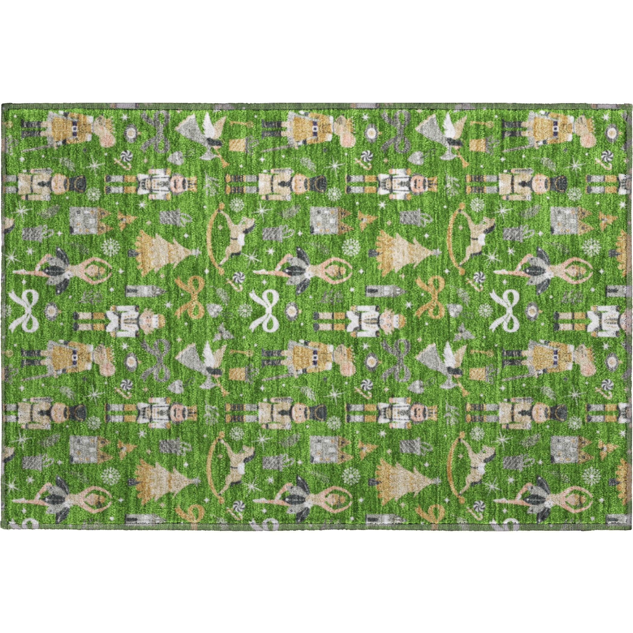 Antigua Machine Washable Transitional Green Rug 1'8" x 2'6" #shape_Rectangle