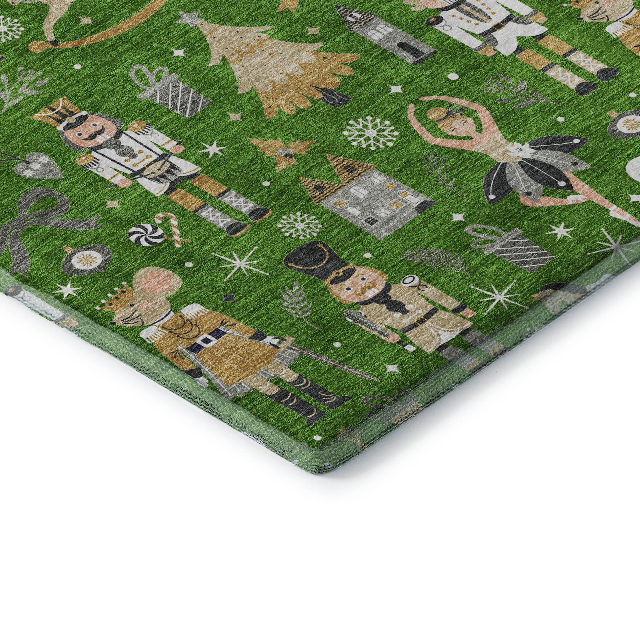 Antigua Machine Washable Transitional Green Rug 1'8" x 2'6" #shape_Rectangle