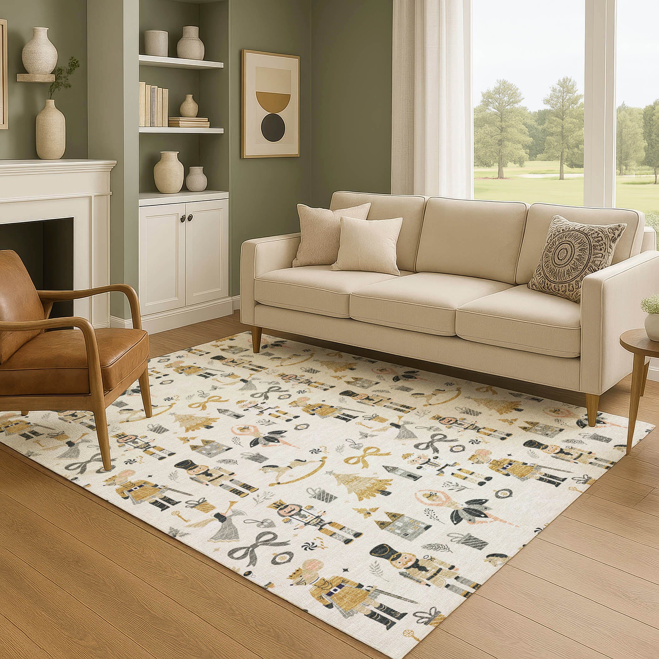 Antigua Machine Washable Transitional Ivory Rug 2'6" x 3'10" #shape_Rectangle