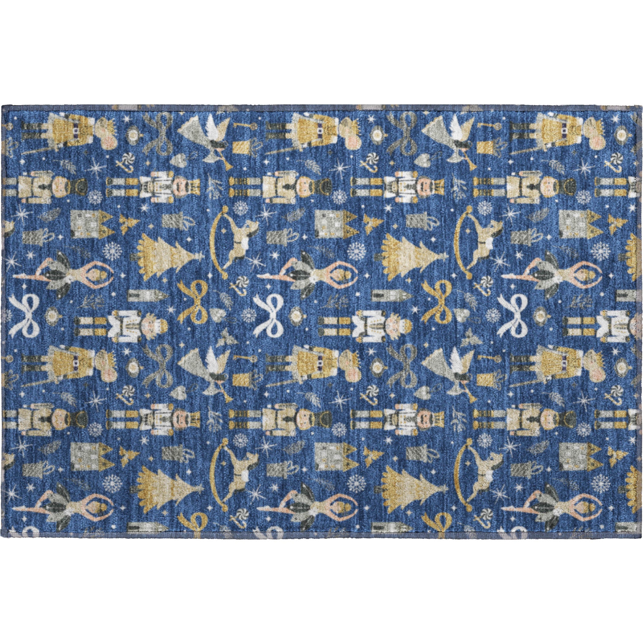 Antigua Machine Washable Transitional Navy Blue Rug 1'8" x 2'6" #shape_Rectangle