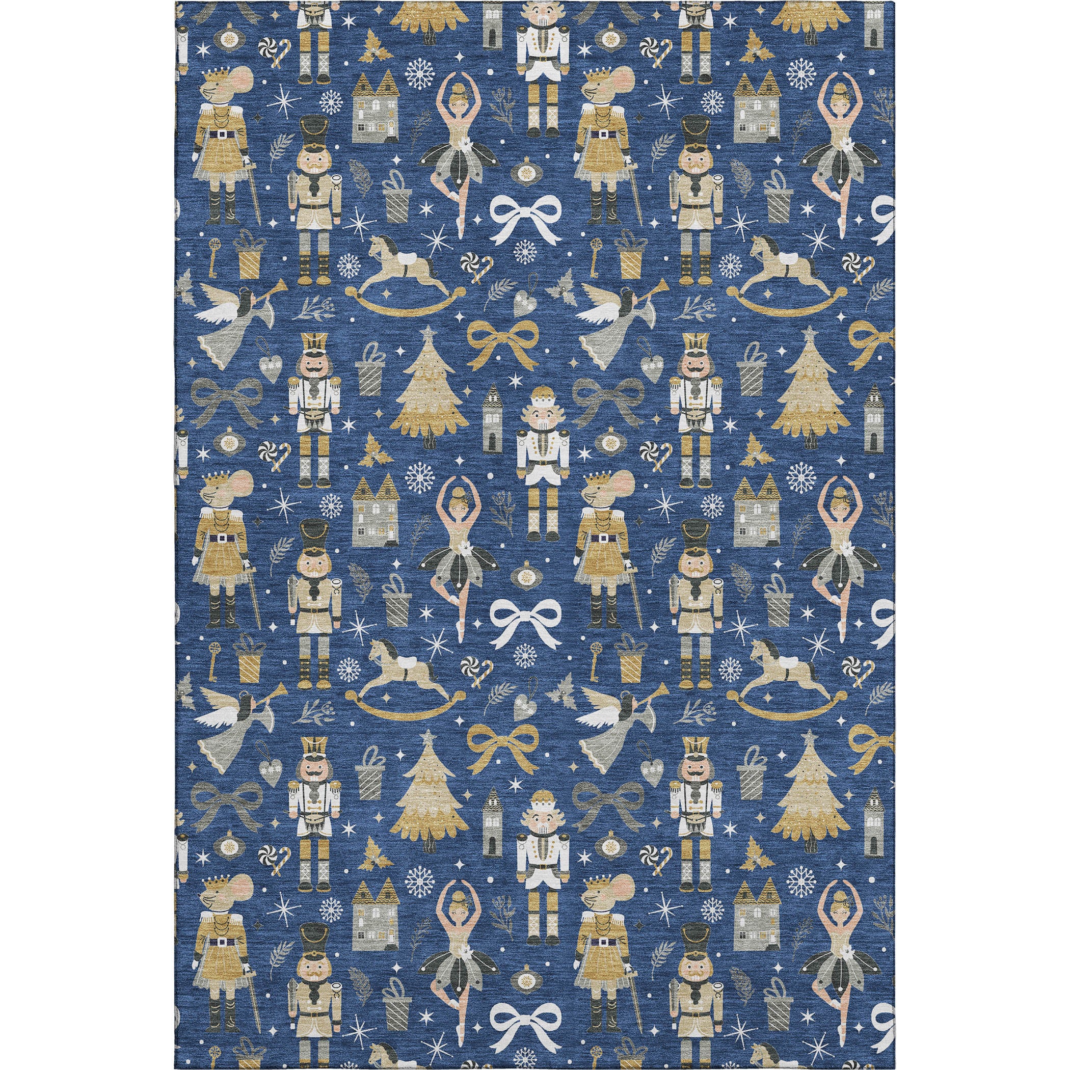 Antigua Machine Washable Transitional Navy Blue Rug 2'6" x 3'10" #shape_Rectangle