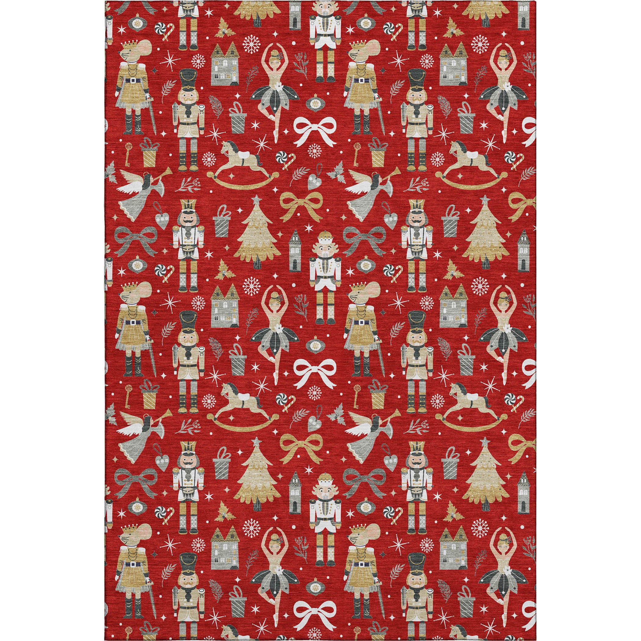Antigua Machine Washable Transitional Red Rug 2'6" x 3'10" #shape_Rectangle