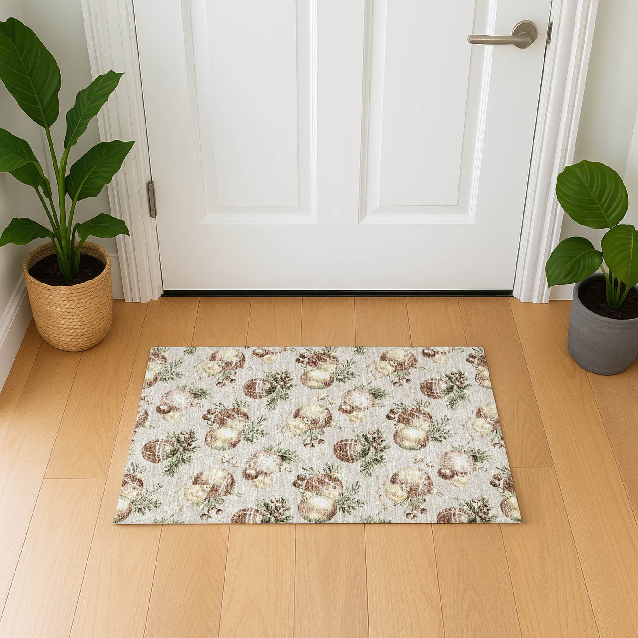 Athens Machine Washable Transitional Beige Brown Rug 1'8" x 2'6" #shape_Rectangle