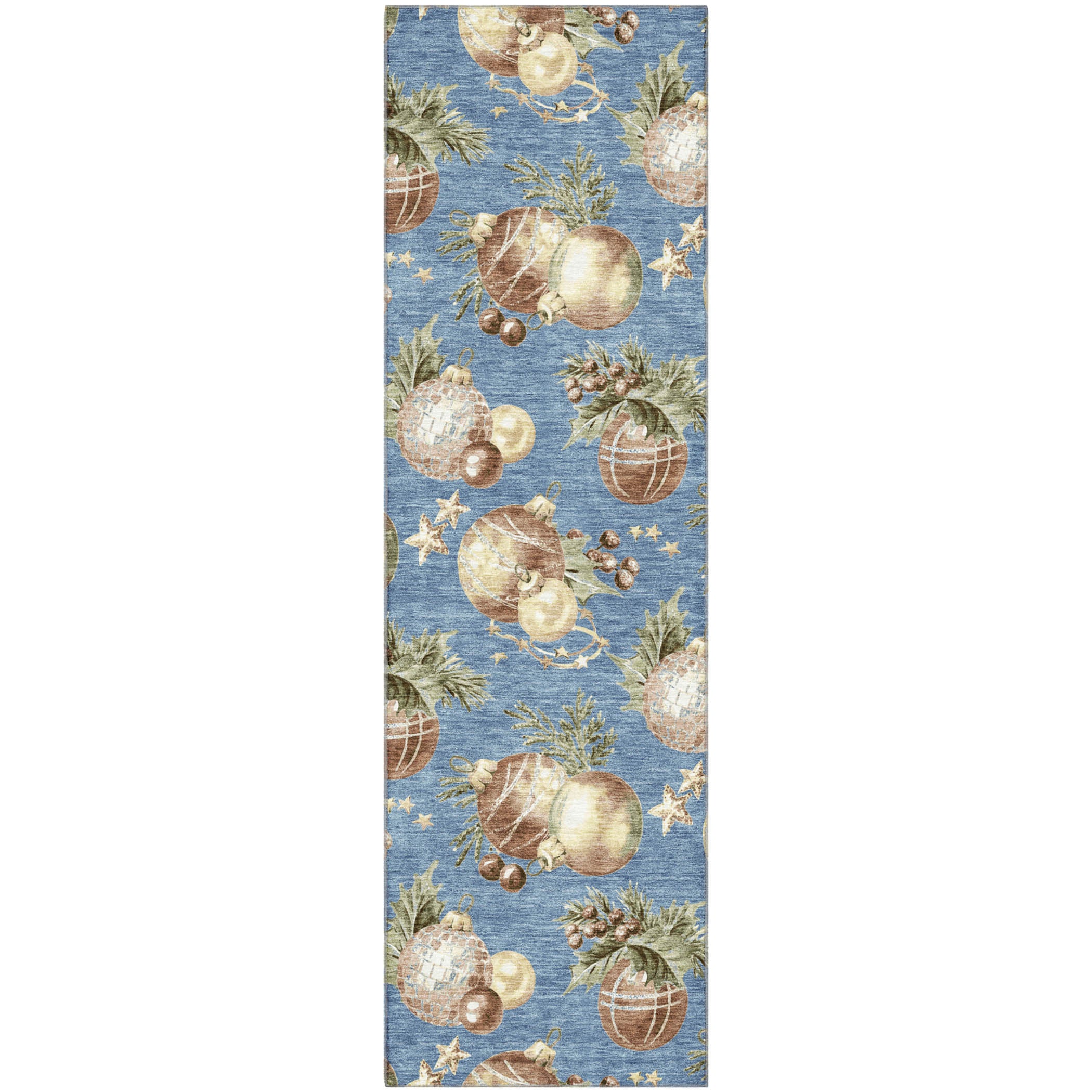 Athens Machine Washable Transitional Denim Blue Rug 2'3" x 7'6" #shape_Runner