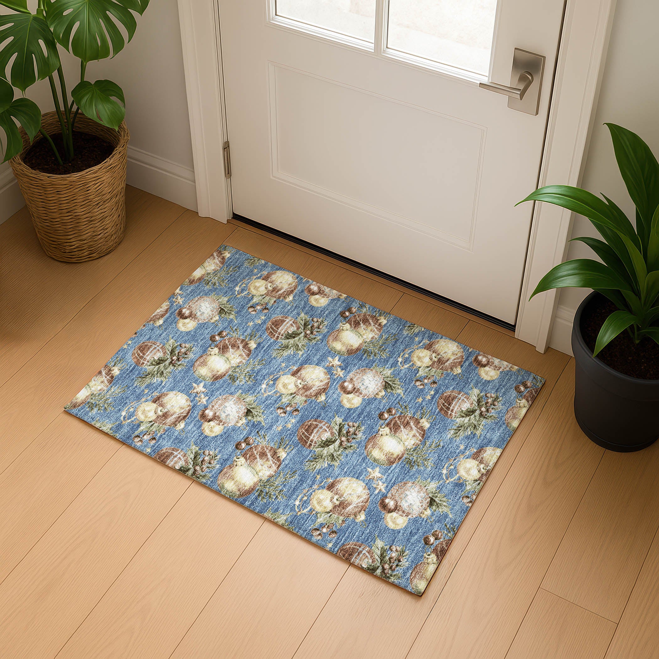 Athens Machine Washable Transitional Denim Blue Rug 1'8" x 2'6" #shape_Rectangle