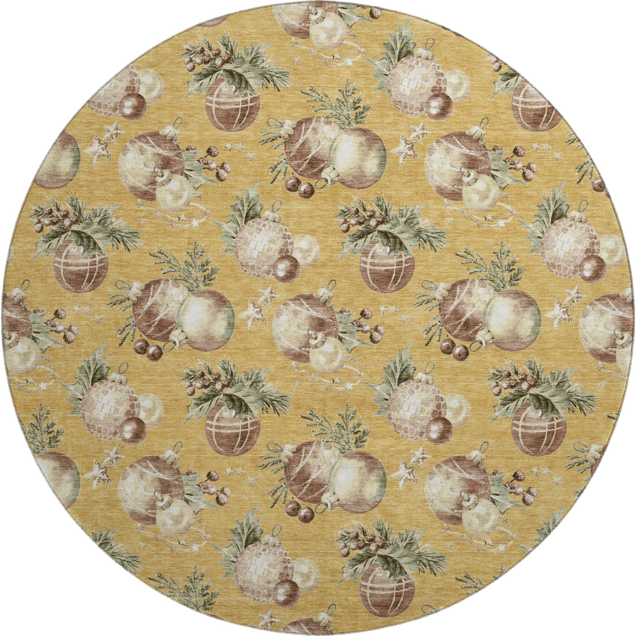 Athens Machine Washable Transitional Gold Rug 8' x 8' #shape_Round