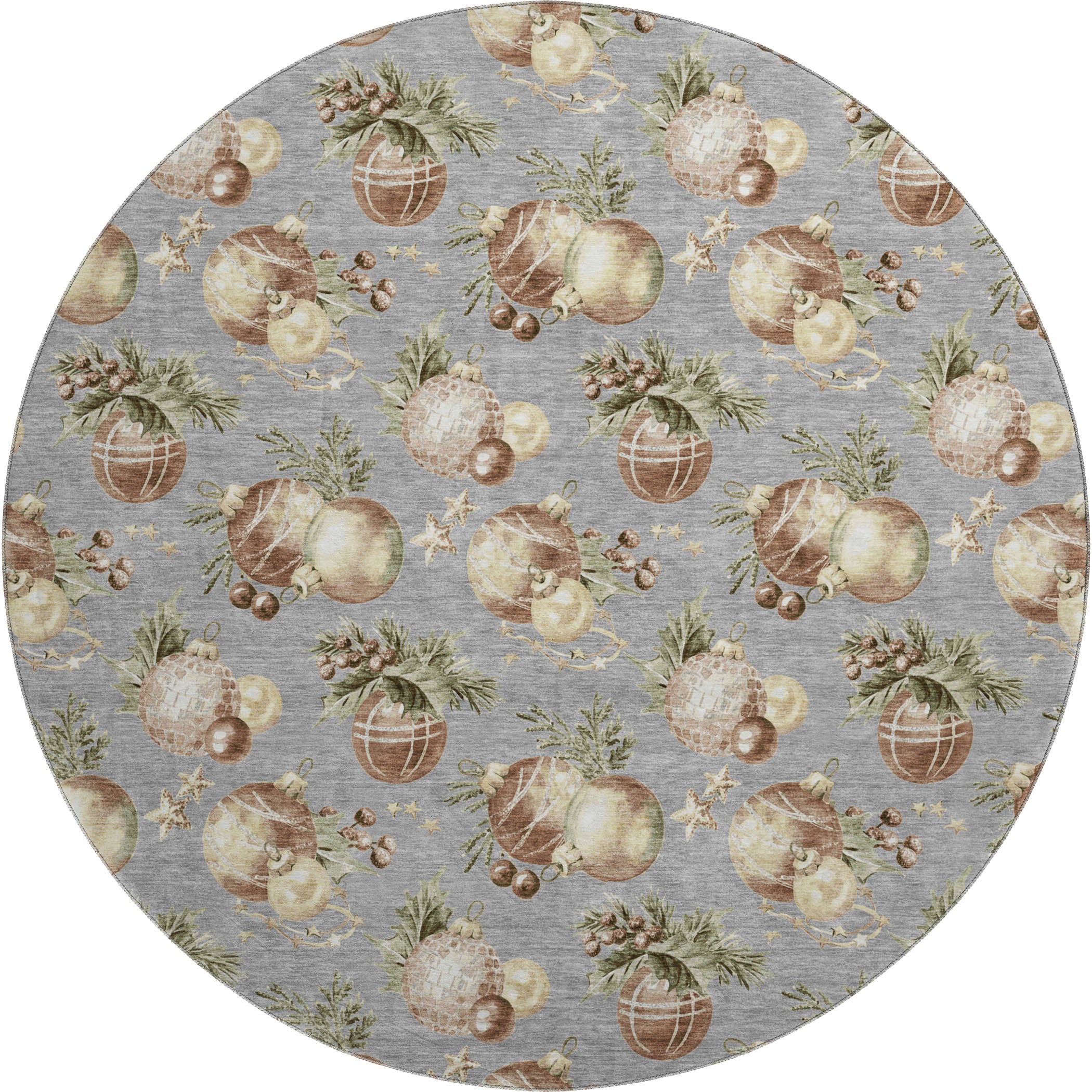 Athens Machine Washable Transitional Gray Rug 8' x 8' #shape_Round