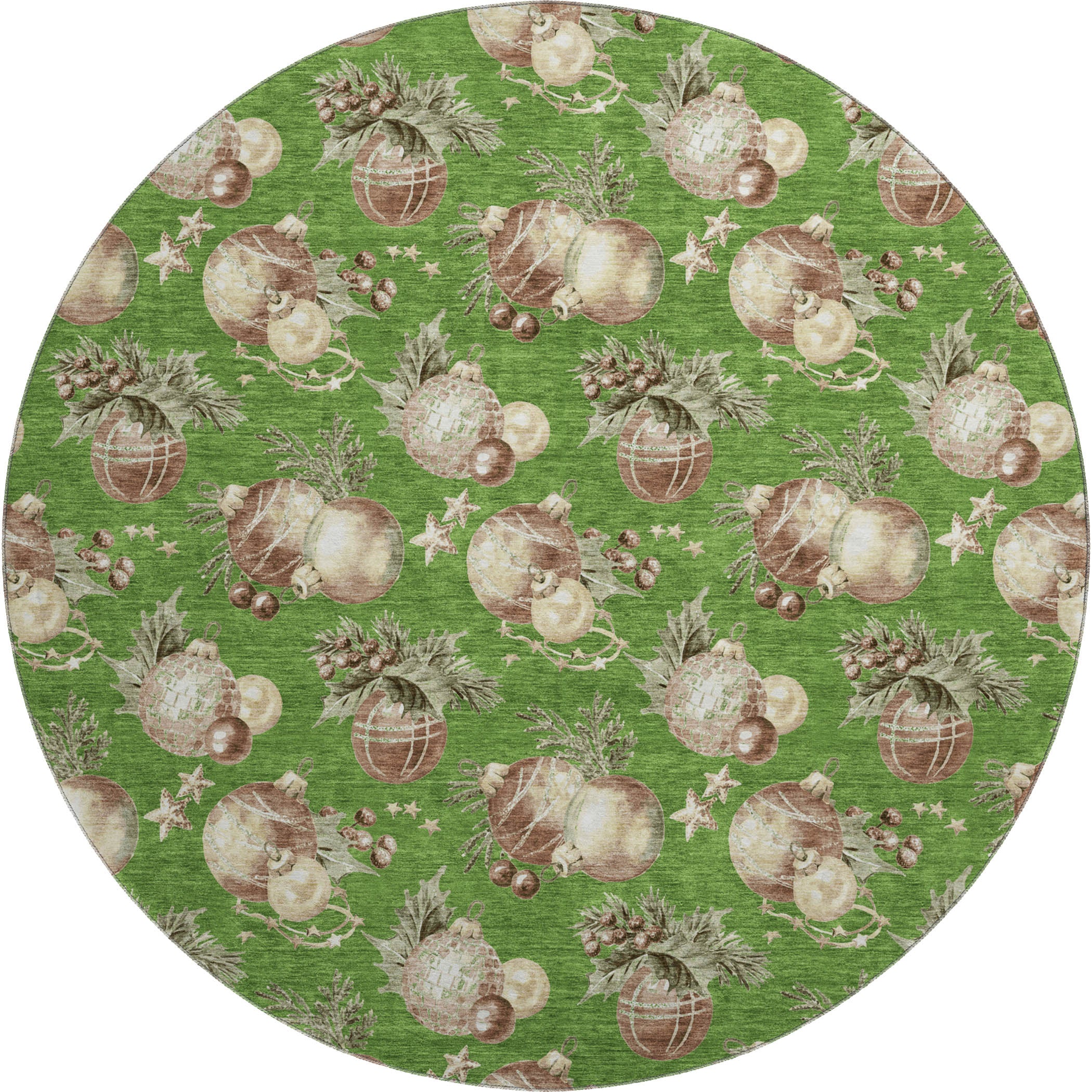 Athens Machine Washable Transitional Green Rug 8' x 8' #shape_Round