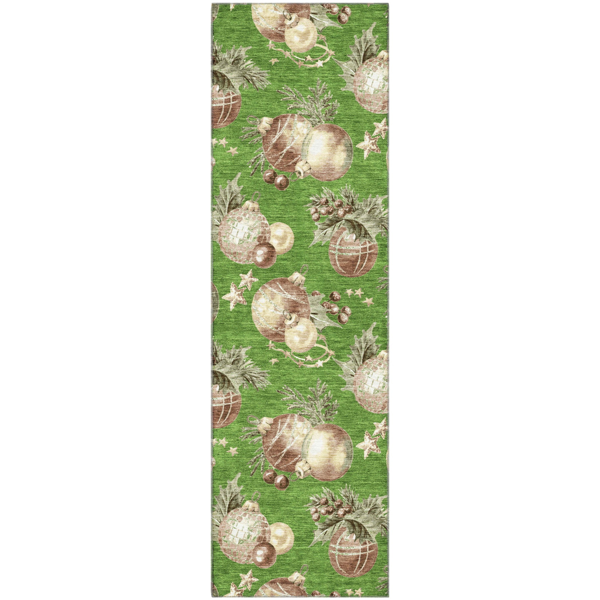 Athens Machine Washable Transitional Green Rug 2'3" x 7'6" #shape_Runner