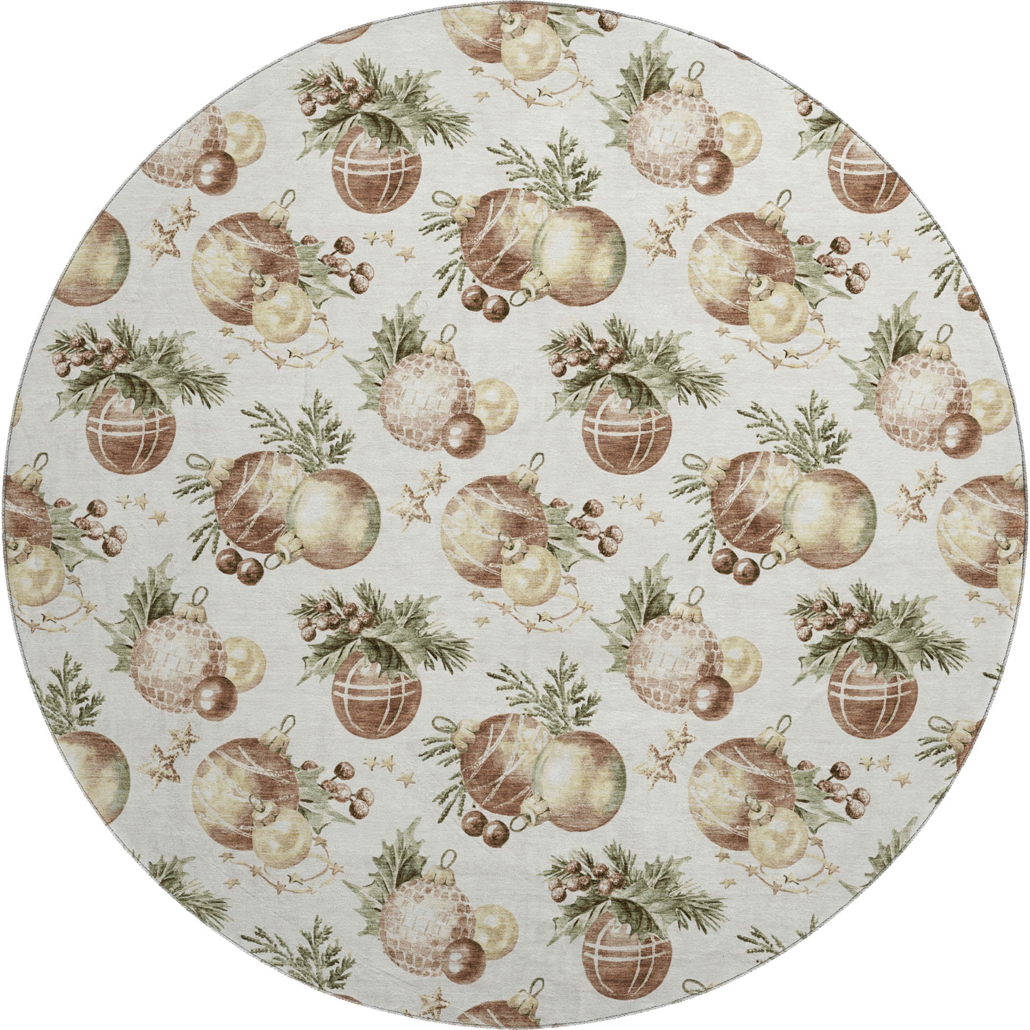 Athens Machine Washable Transitional Ivory Rug 8' x 8' #shape_Round