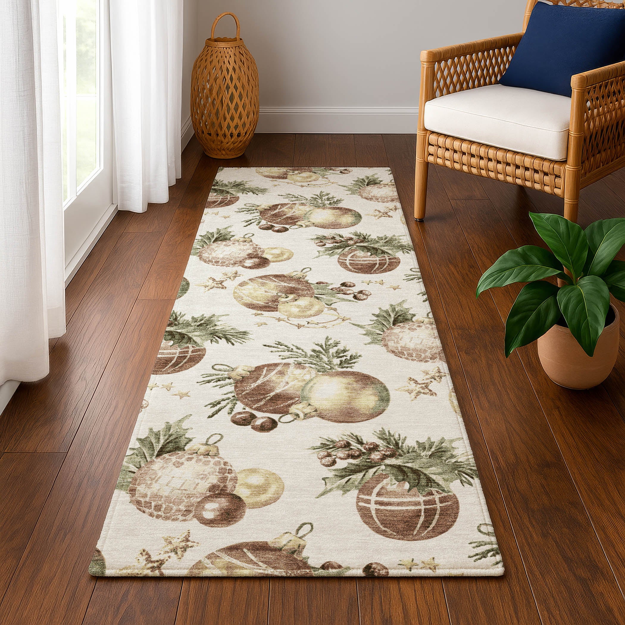 Athens Machine Washable Transitional Ivory Rug 2'3" x 7'6" #shape_Runner