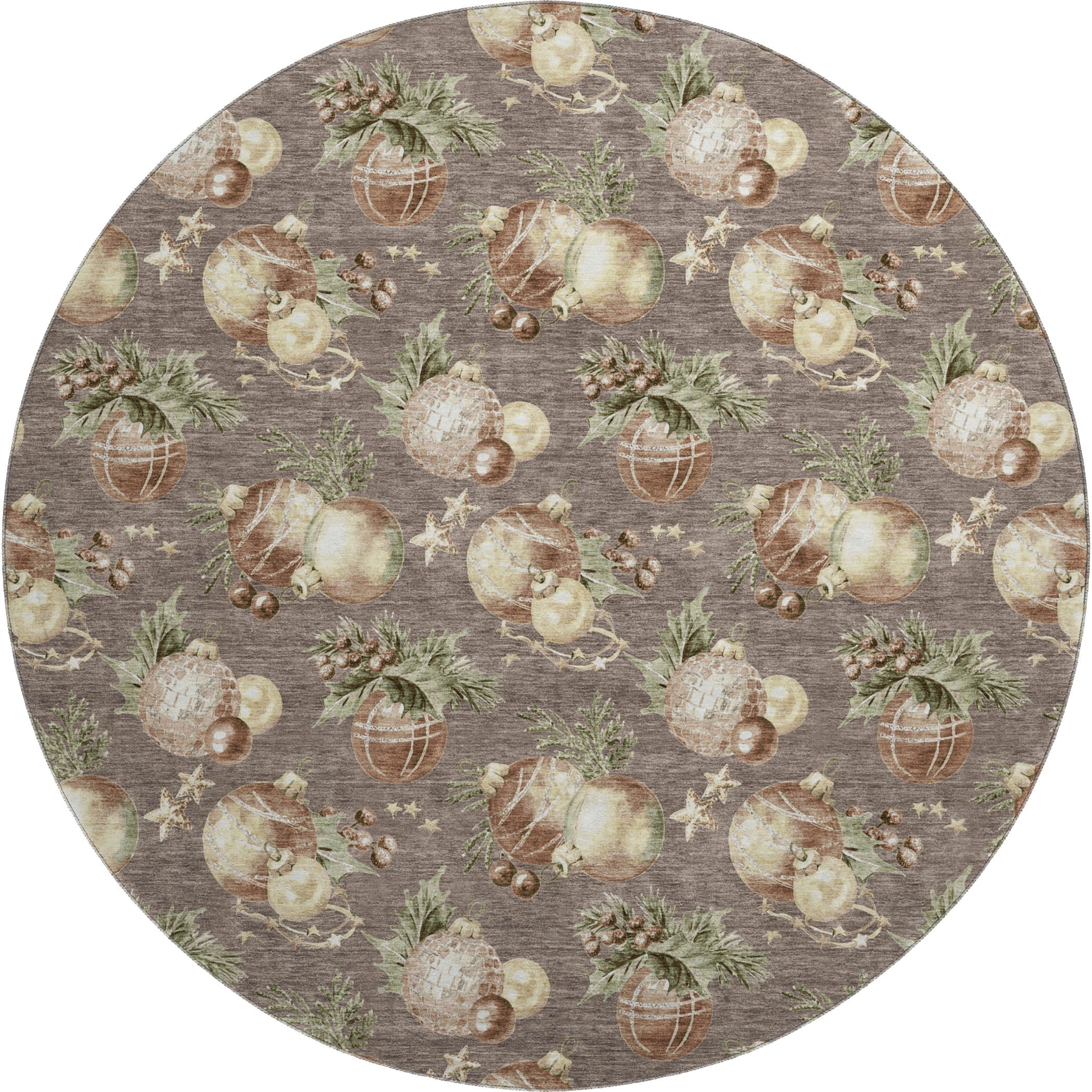 Athens Machine Washable Transitional Taupe Brown Rug 8' x 8' #shape_Round