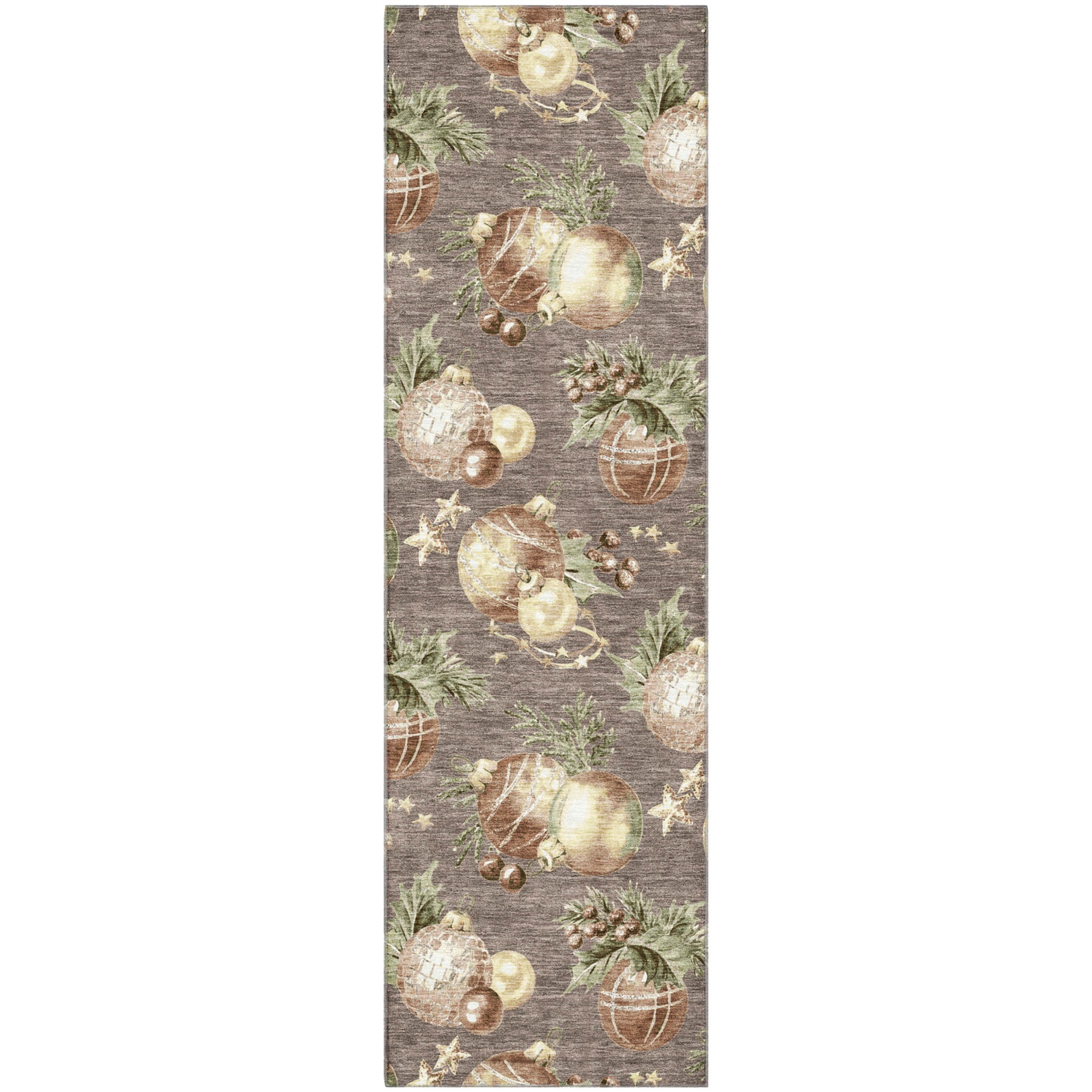 Athens Machine Washable Transitional Taupe Brown Rug 2'3" x 7'6" #shape_Runner