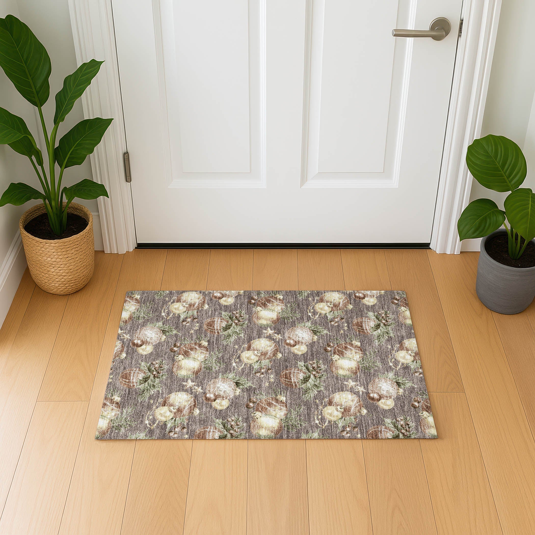 Athens Machine Washable Transitional Taupe Brown Rug 1'8" x 2'6" #shape_Rectangle