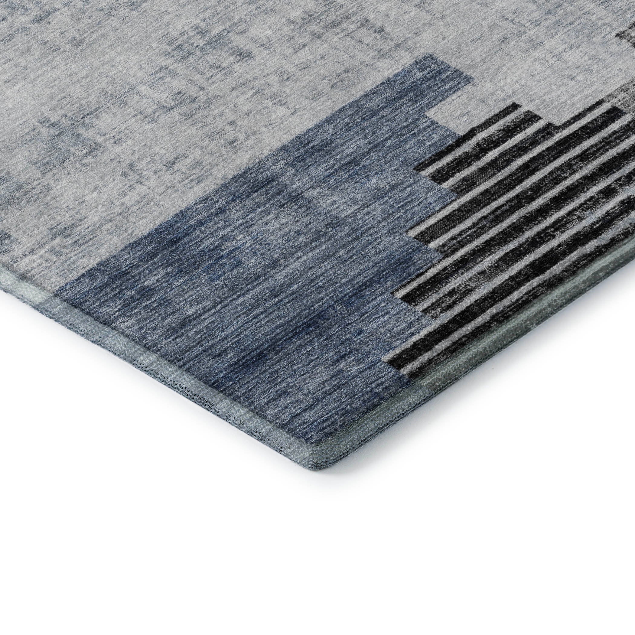 Havana Machine Washable Transitional Blue Rug 1'8" x 2'6" #shape_Rectangle