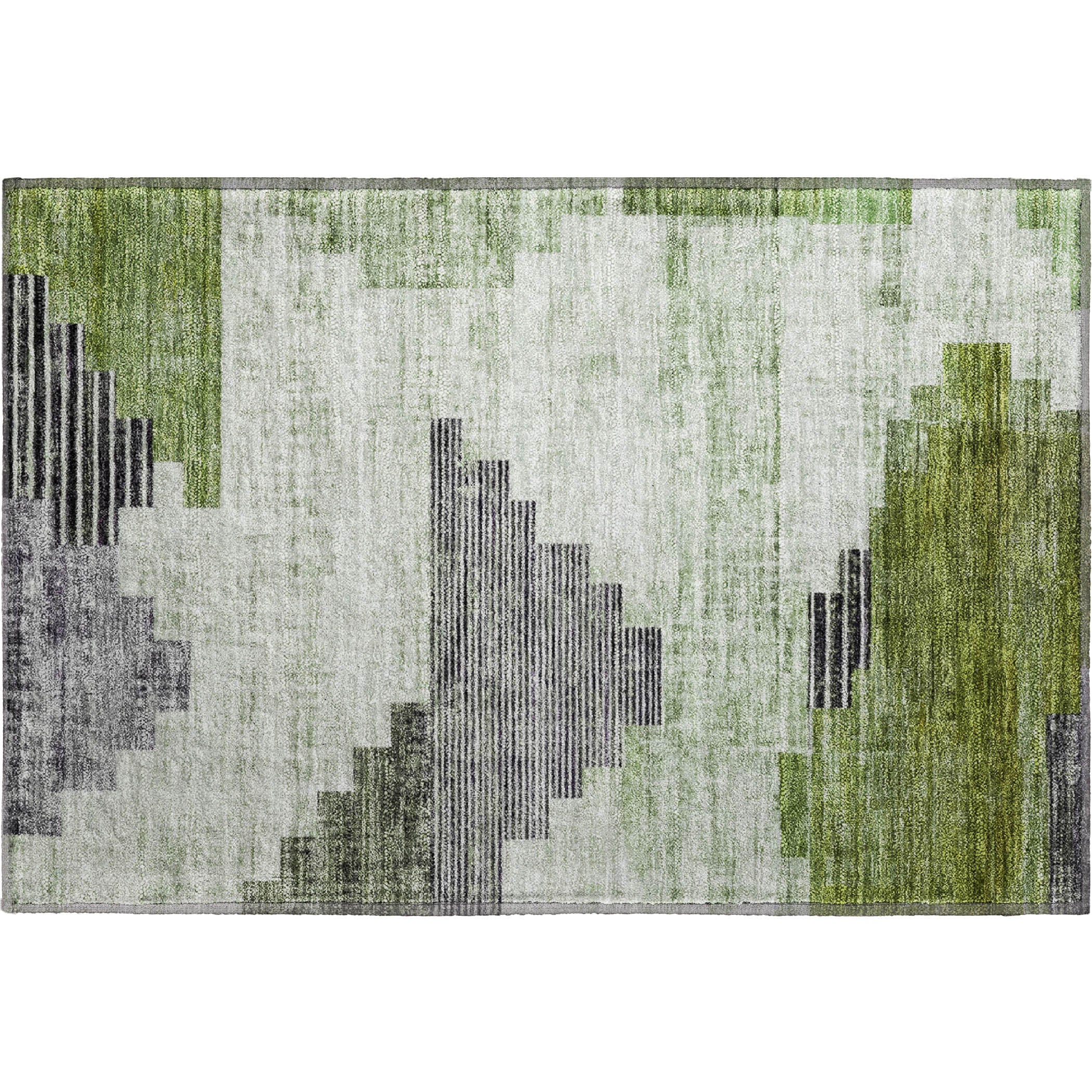 Havana Machine Washable Transitional Fern Green Rug 1'8" x 2'6" #shape_Rectangle