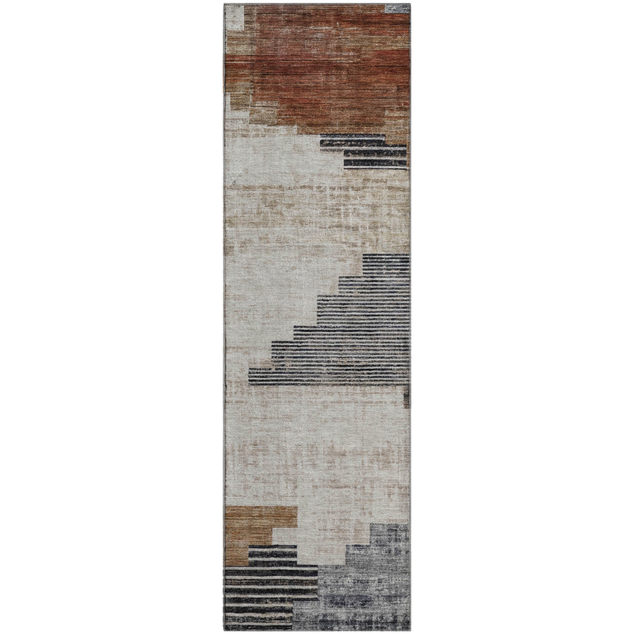 Havana Machine Washable Transitional Paprika Orange Rug 2'3" x 7'6" #shape_Runner