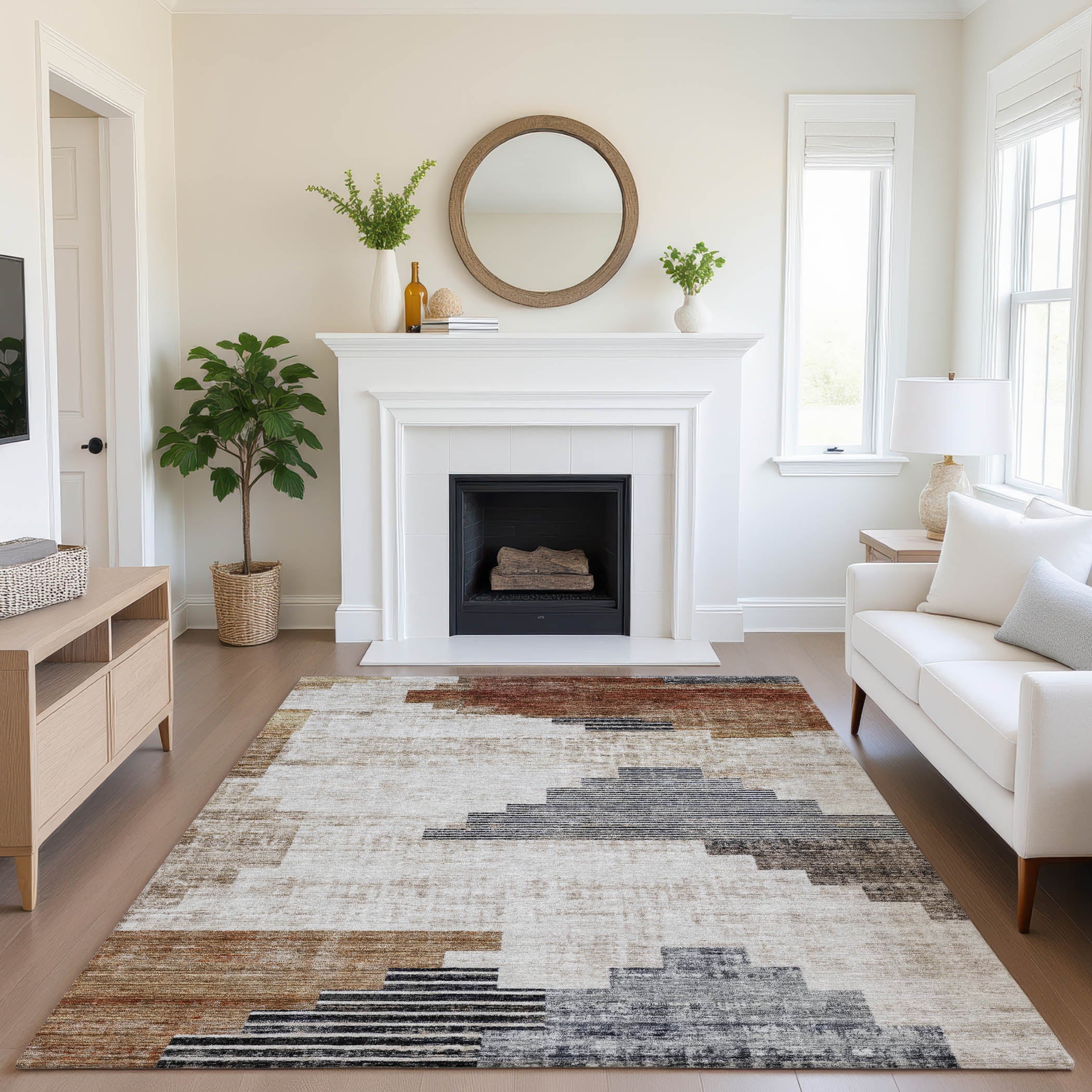 Havana Machine Washable Transitional Paprika Orange Rug 2'6" x 3'10" #shape_Rectangle