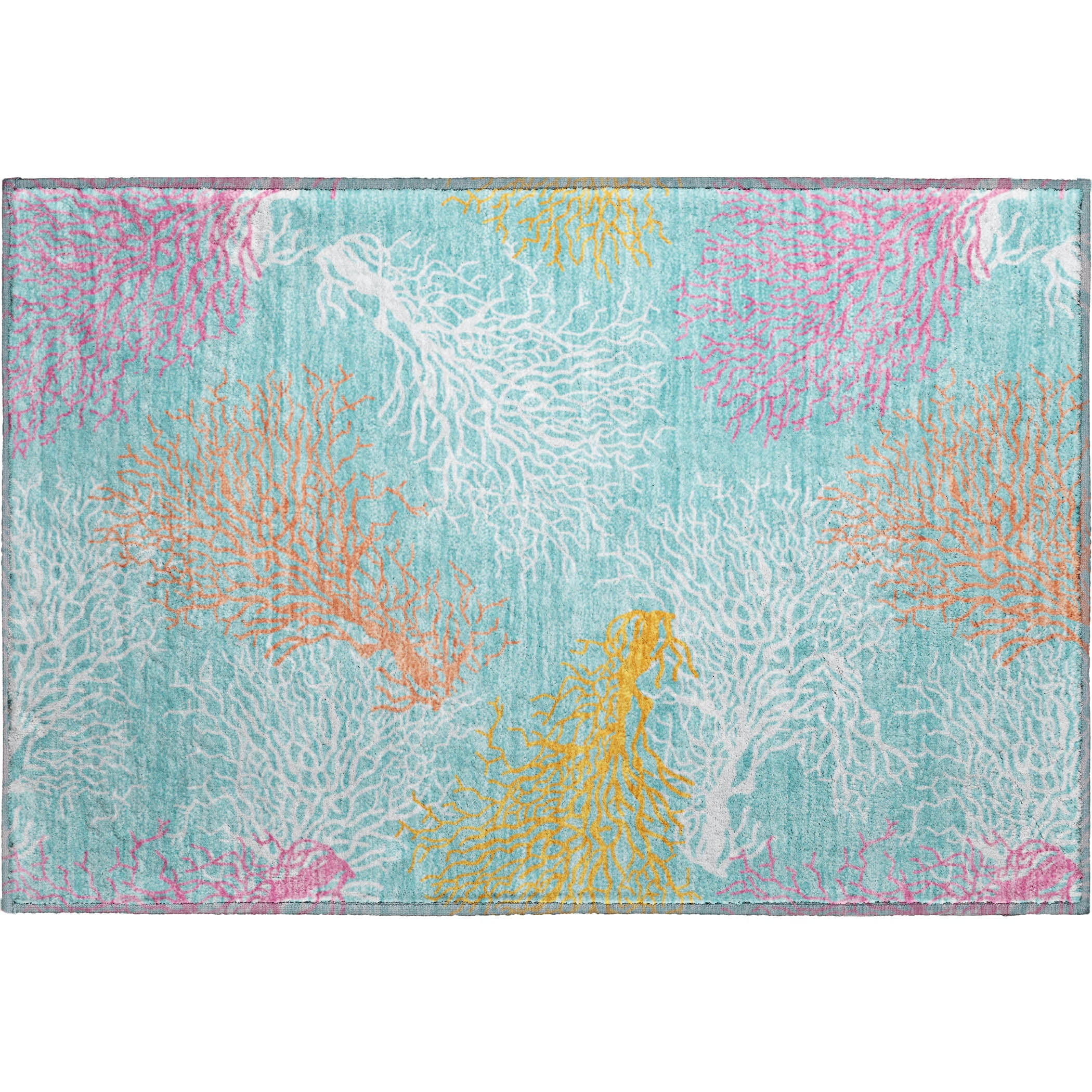 Reykjavik Machine Washable Coastal Aqua Teal Rug 1'8" x 2'6" #shape_Rectangle