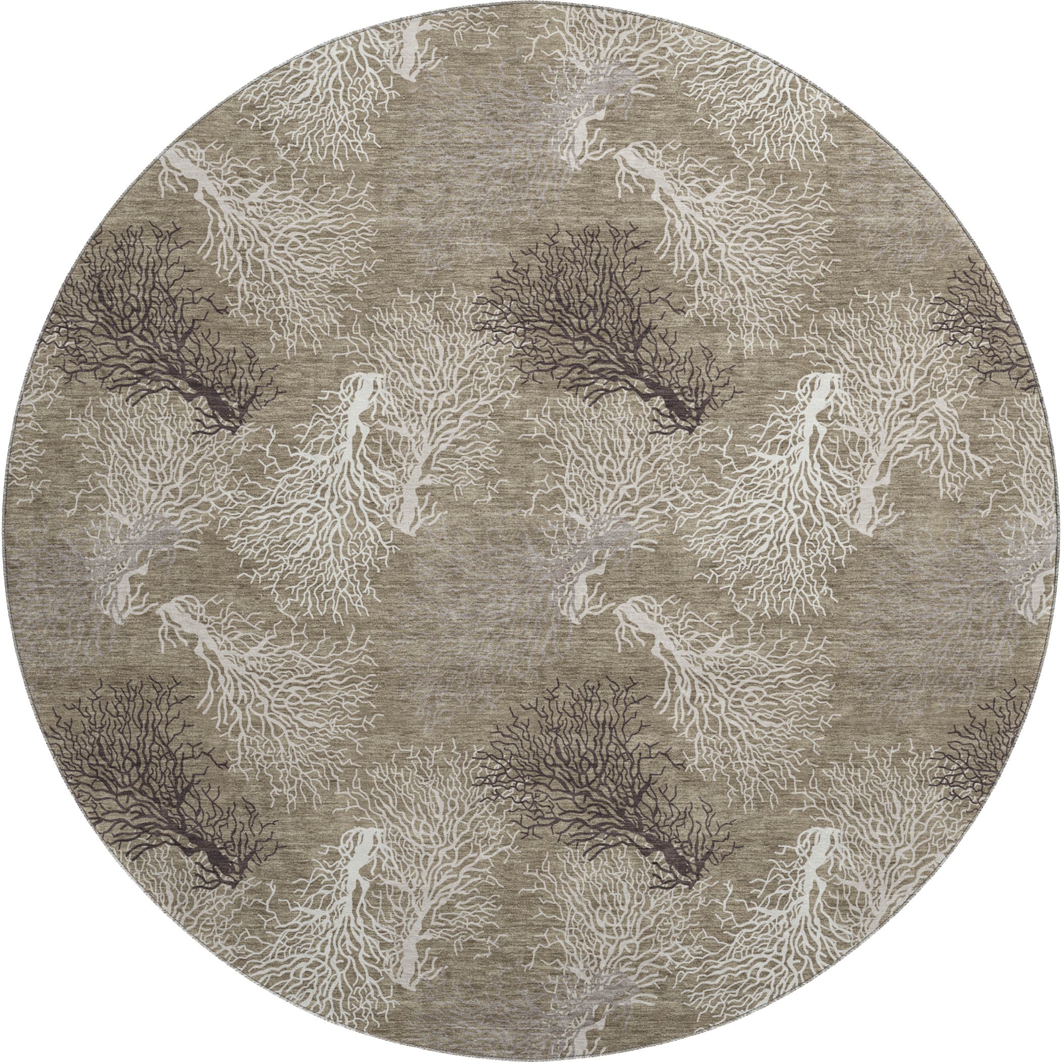 Reykjavik Machine Washable Coastal Latte Taupe Rug 8' x 8' #shape_Round
