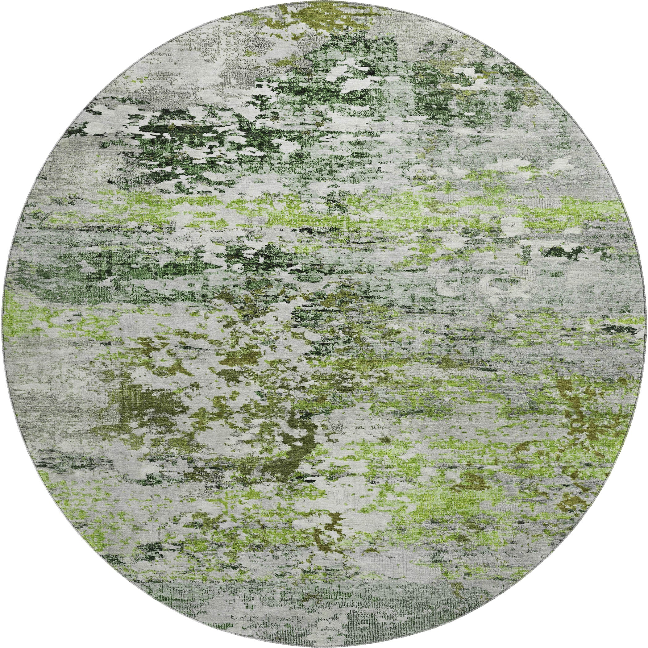 Tbilisi Machine Washable Transitional Aloe Green Rug 8' x 8' #shape_Round