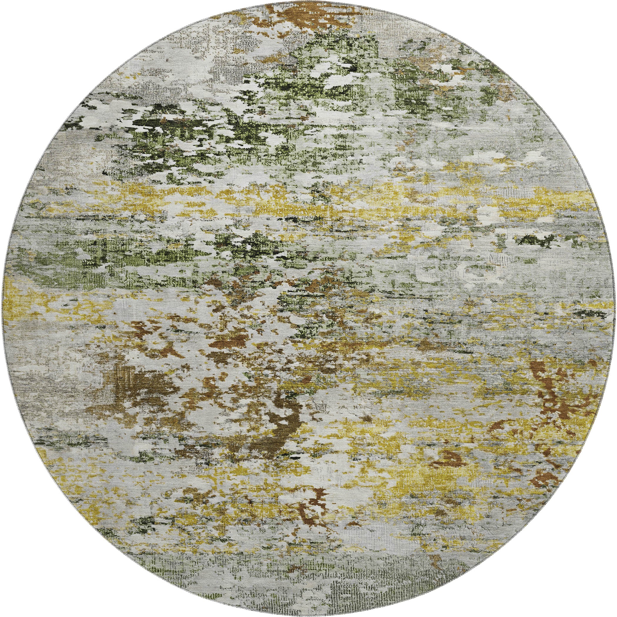 Tbilisi Machine Washable Transitional Gold Rug 8' x 8' #shape_Round