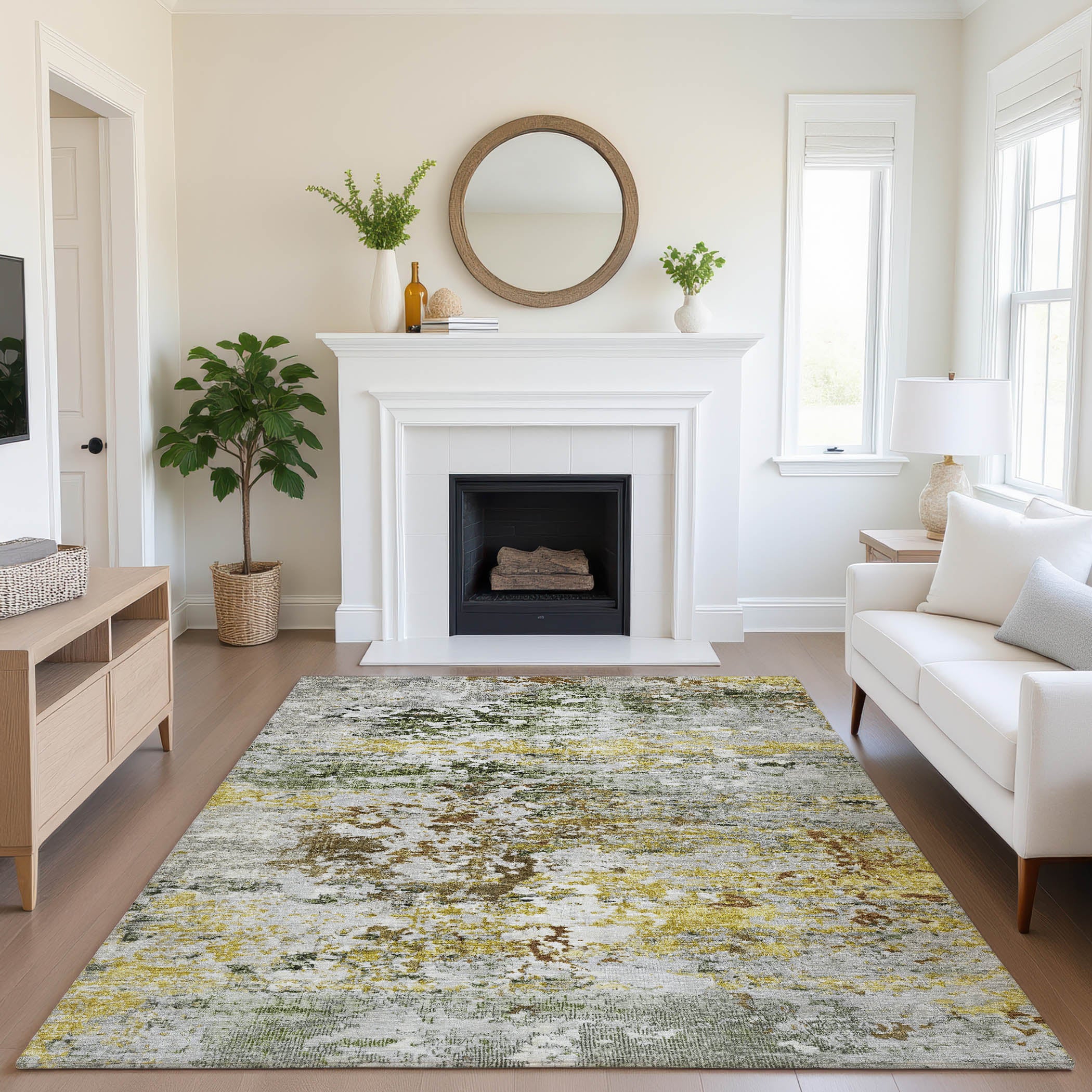 Tbilisi Machine Washable Transitional Gold Rug 2'6" x 3'10" #shape_Rectangle