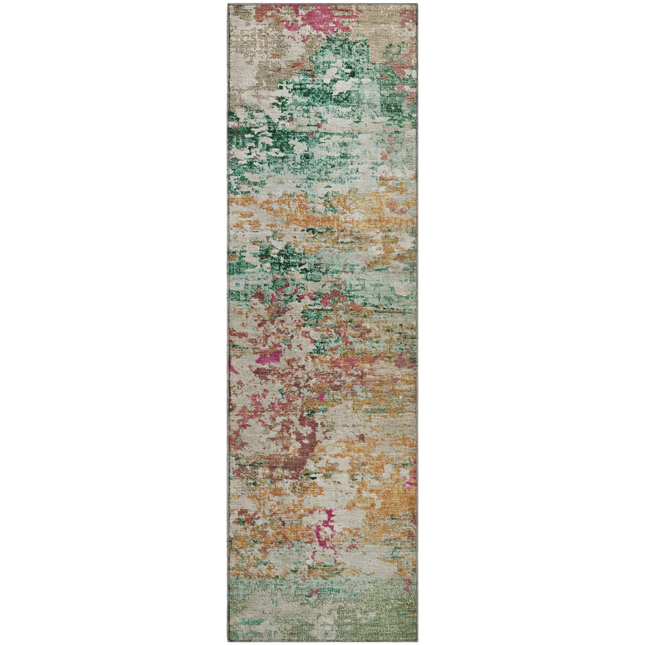 Tbilisi Machine Washable Transitional Orange Rug 2'3" x 7'6" #shape_Runner