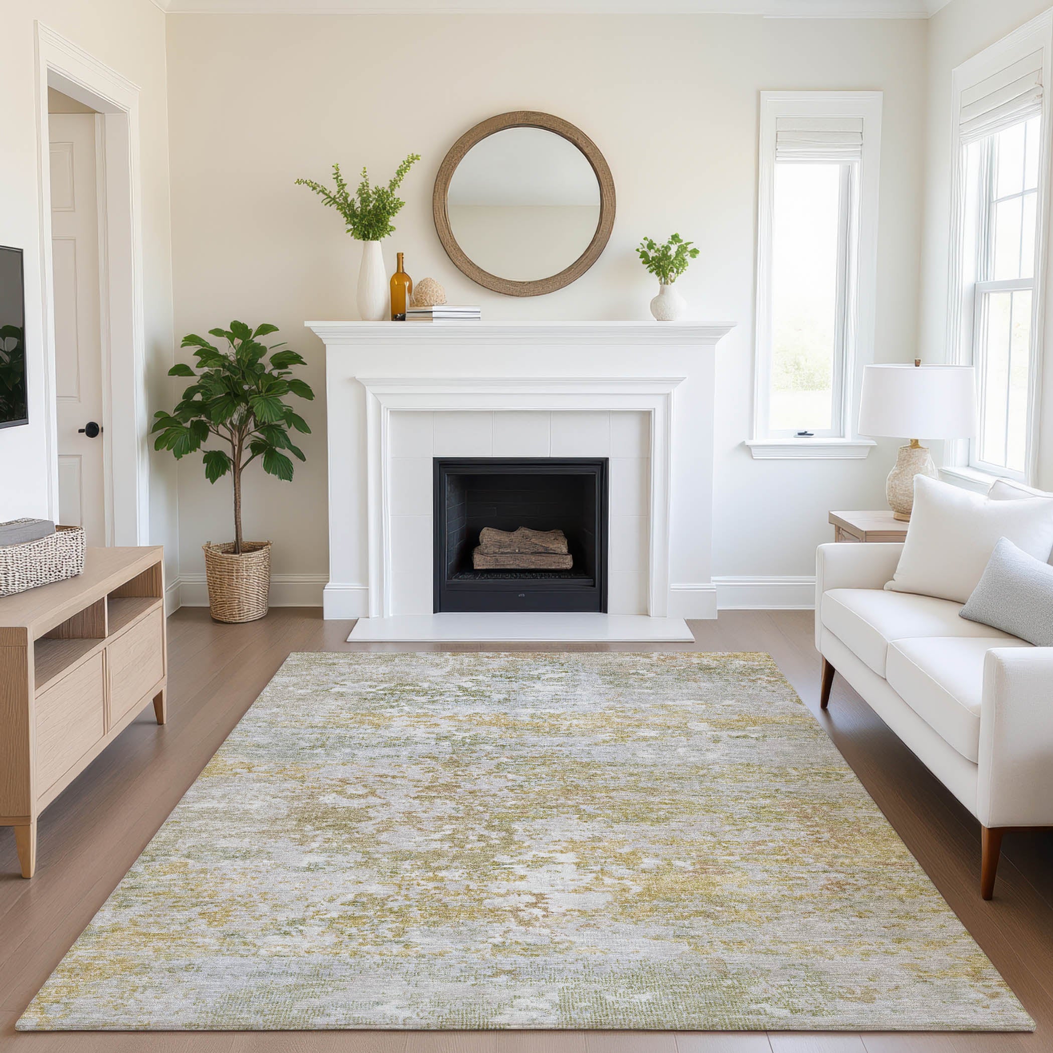 Tbilisi Machine Washable Transitional Sage Green Rug 2'6" x 3'10" #shape_Rectangle