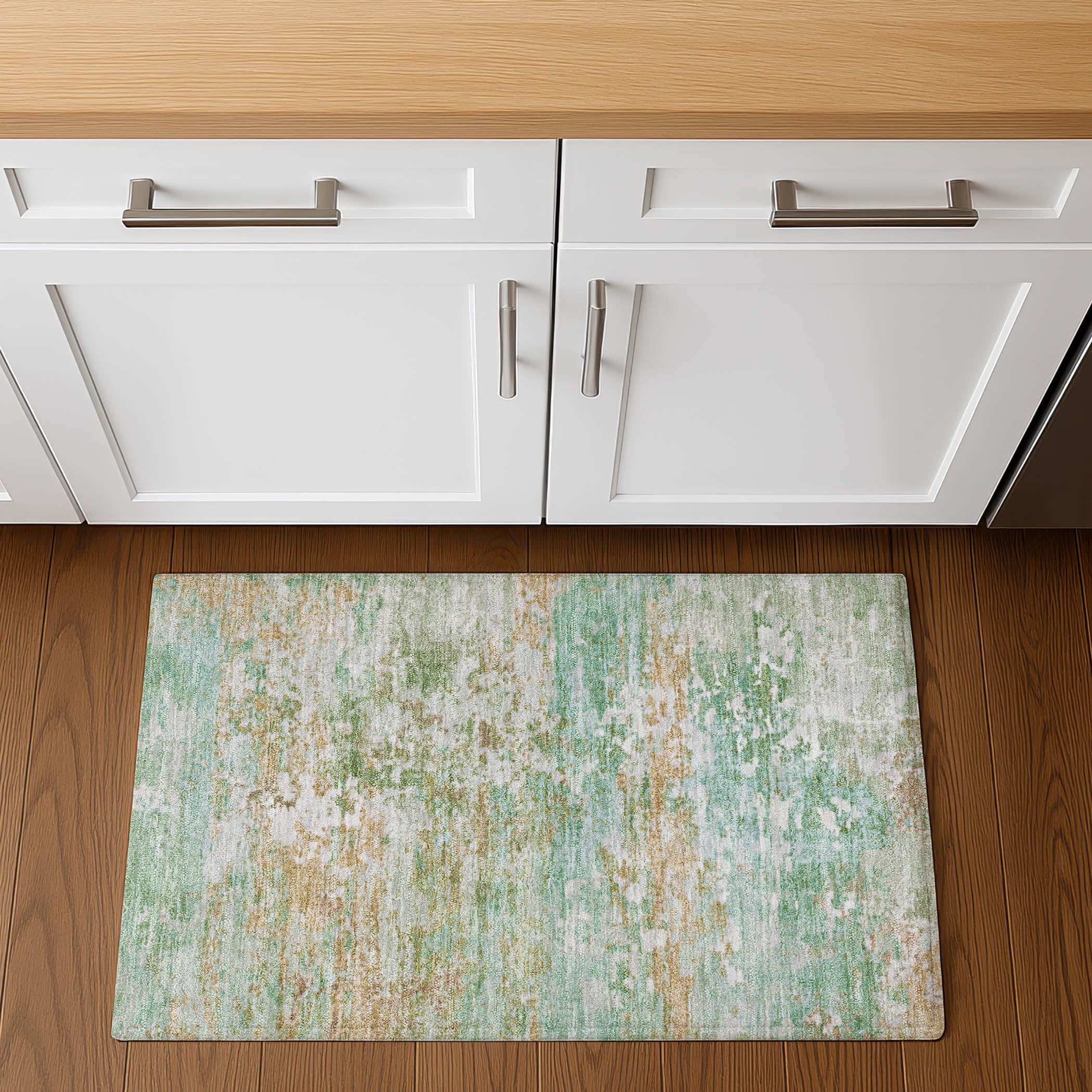 Tbilisi Machine Washable Transitional Teal Rug 1'8" x 2'6" #shape_Rectangle