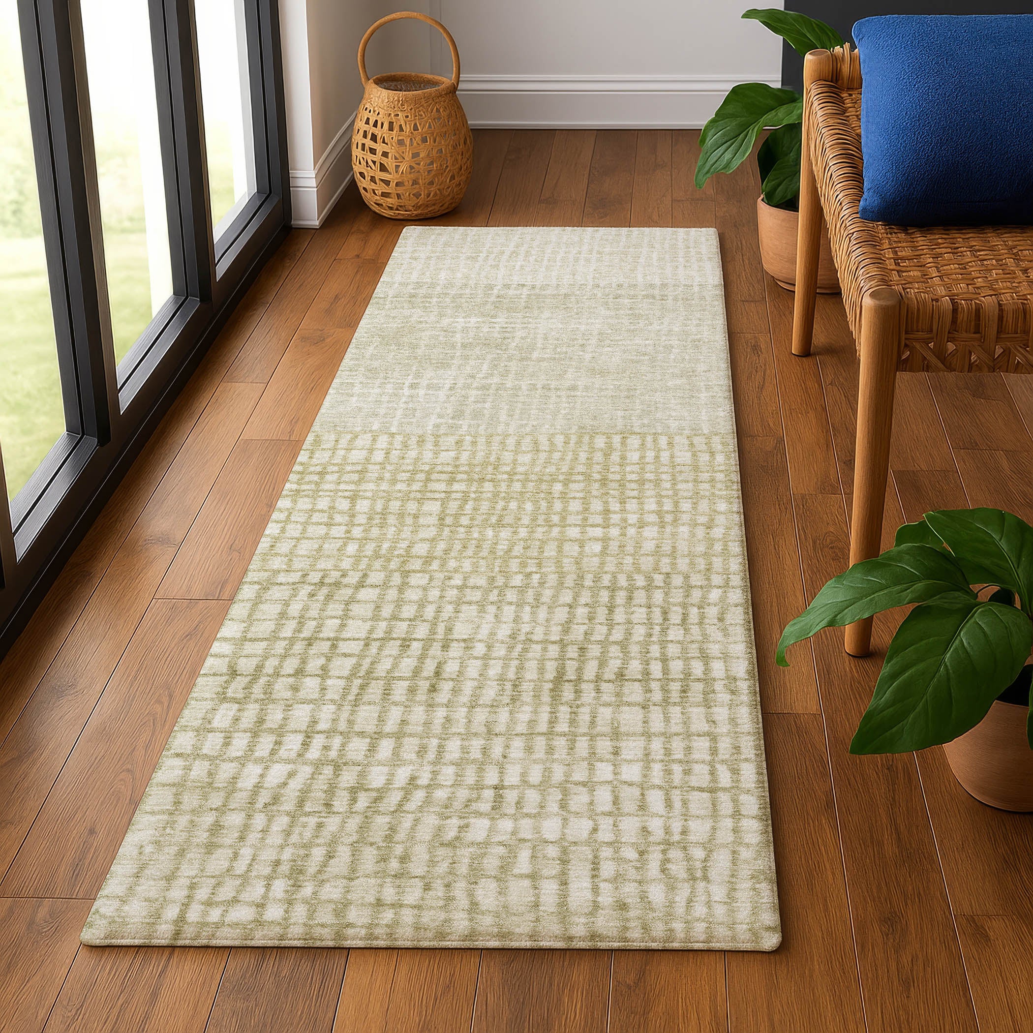 Seville Machine Washable Transitional Beige Brown Rug 2'3" x 7'6" #shape_Runner