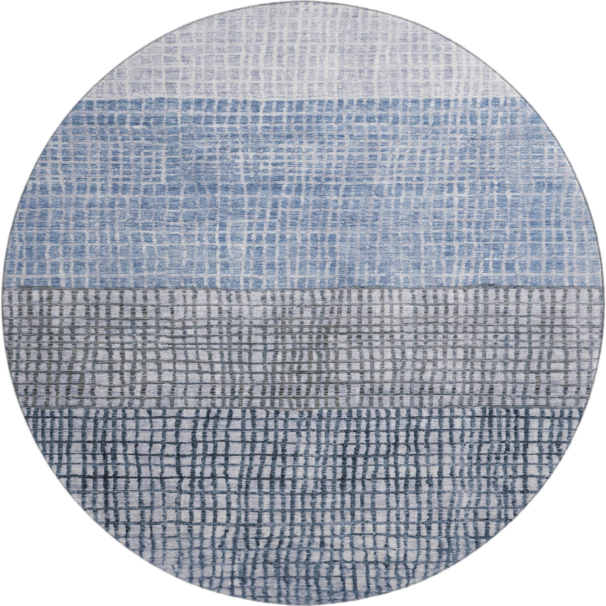 Seville Machine Washable Transitional Blue Rug 8' x 8' #shape_Round