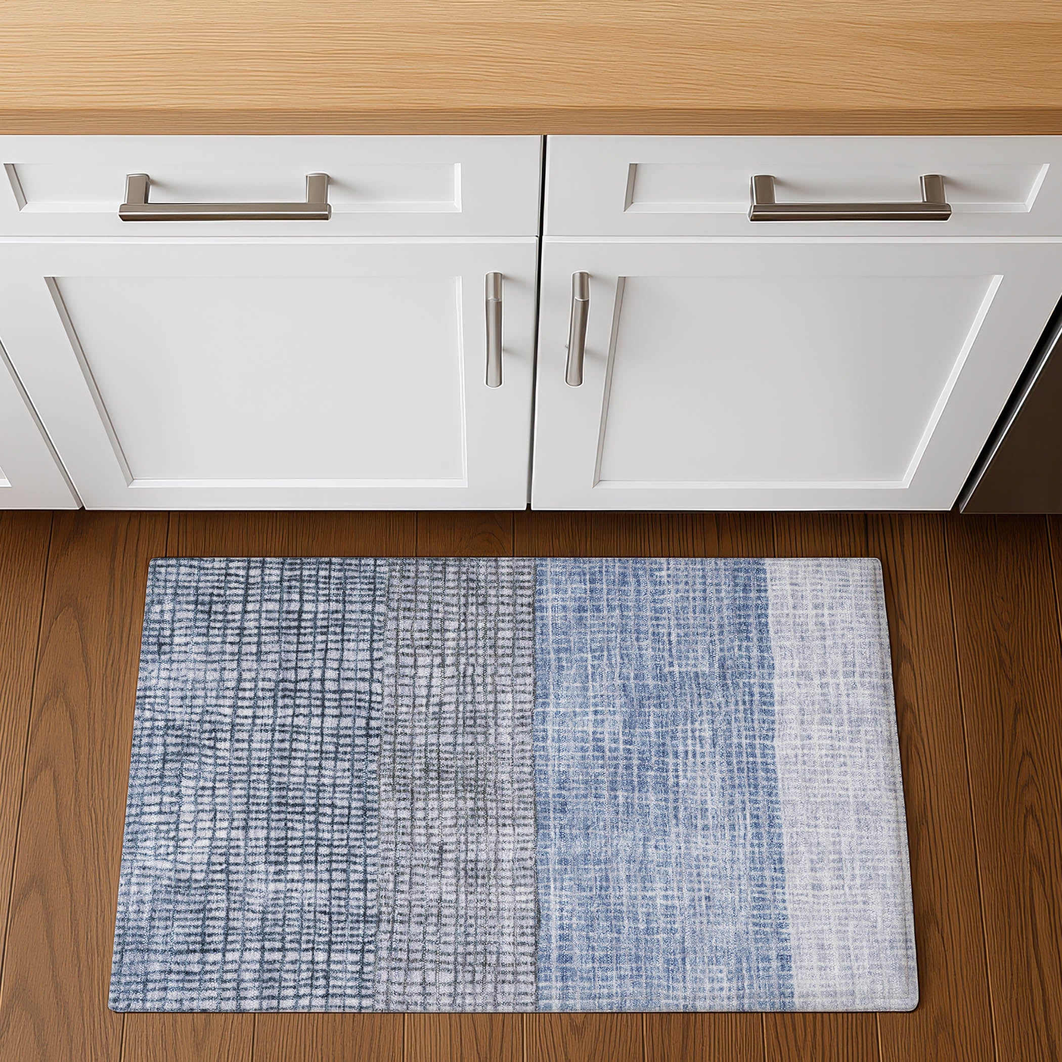 Seville Machine Washable Transitional Blue Rug 1'8" x 2'6" #shape_Rectangle