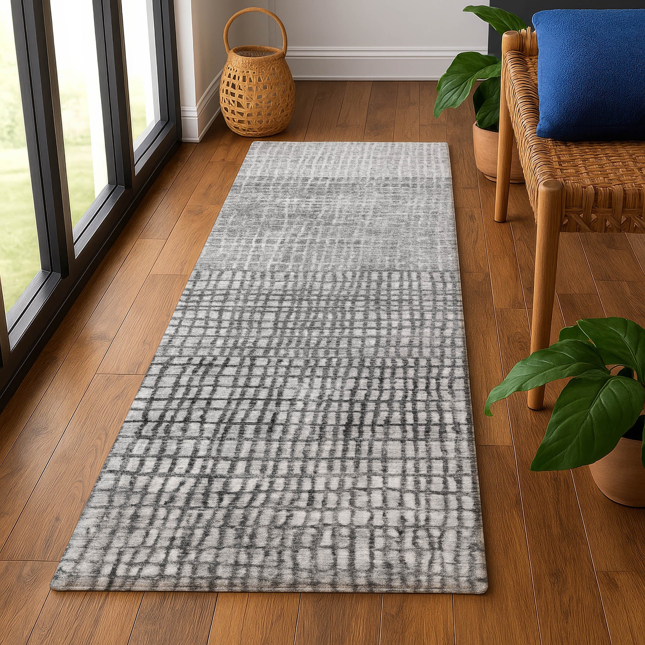 Seville Machine Washable Transitional Gray Rug 2'3" x 7'6" #shape_Runner