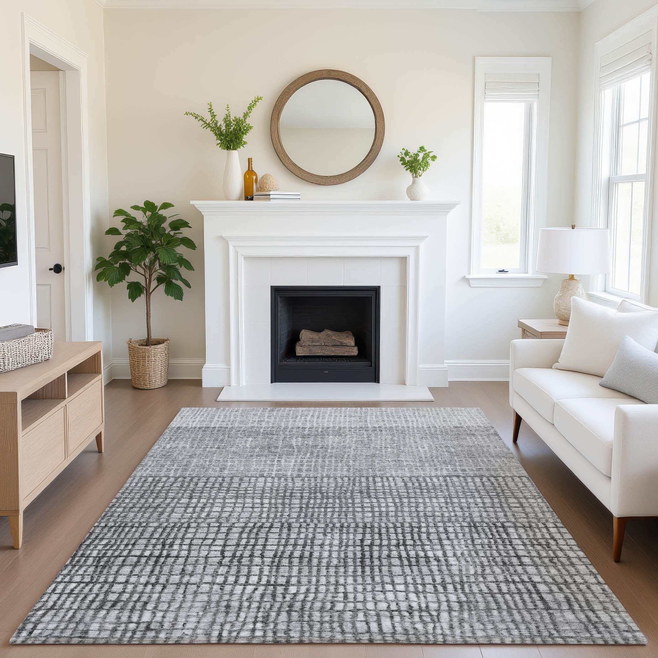 Seville Machine Washable Transitional Gray Rug 2'6" x 3'10" #shape_Rectangle