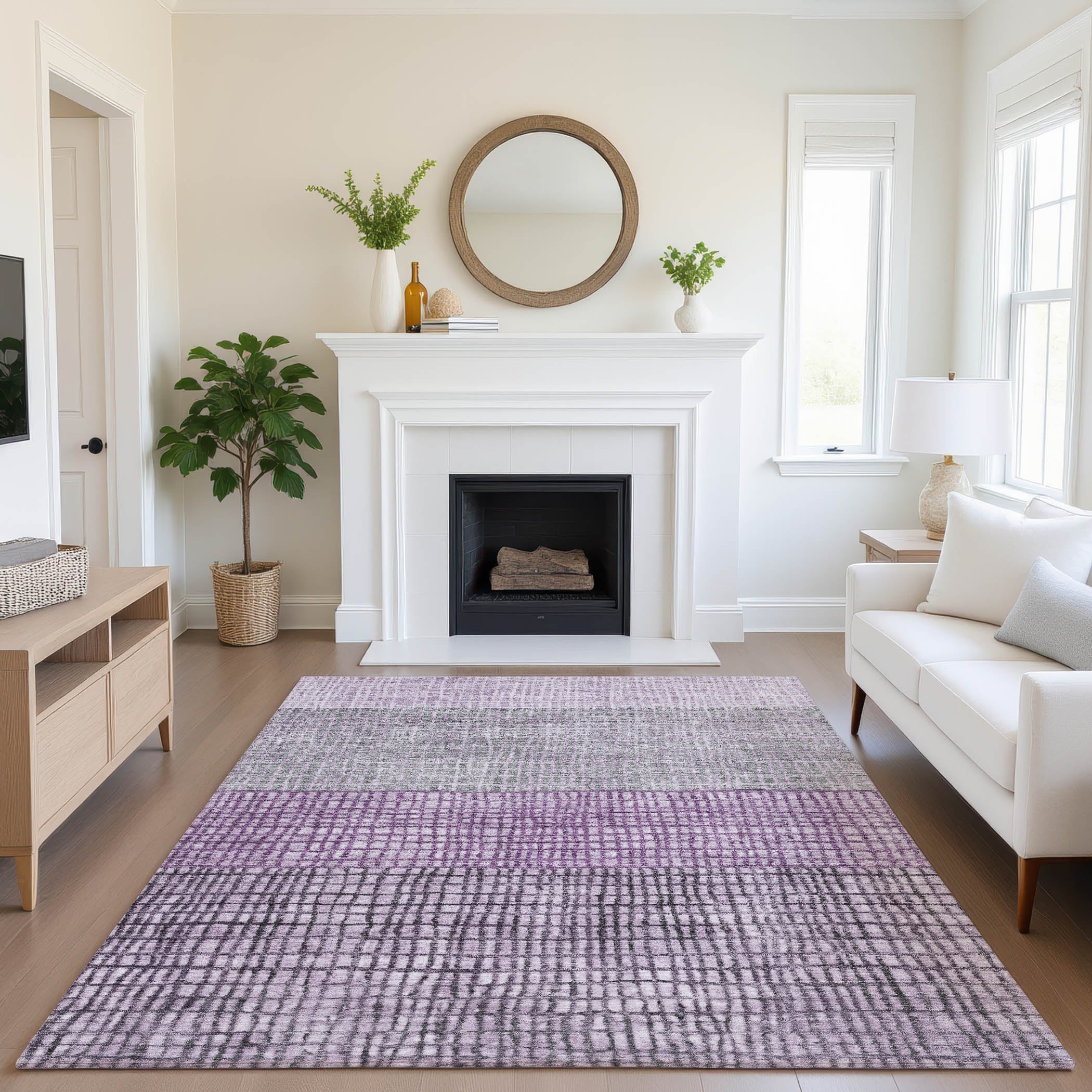 Seville Machine Washable Transitional Plum Purple Rug 2'6" x 3'10" #shape_Rectangle