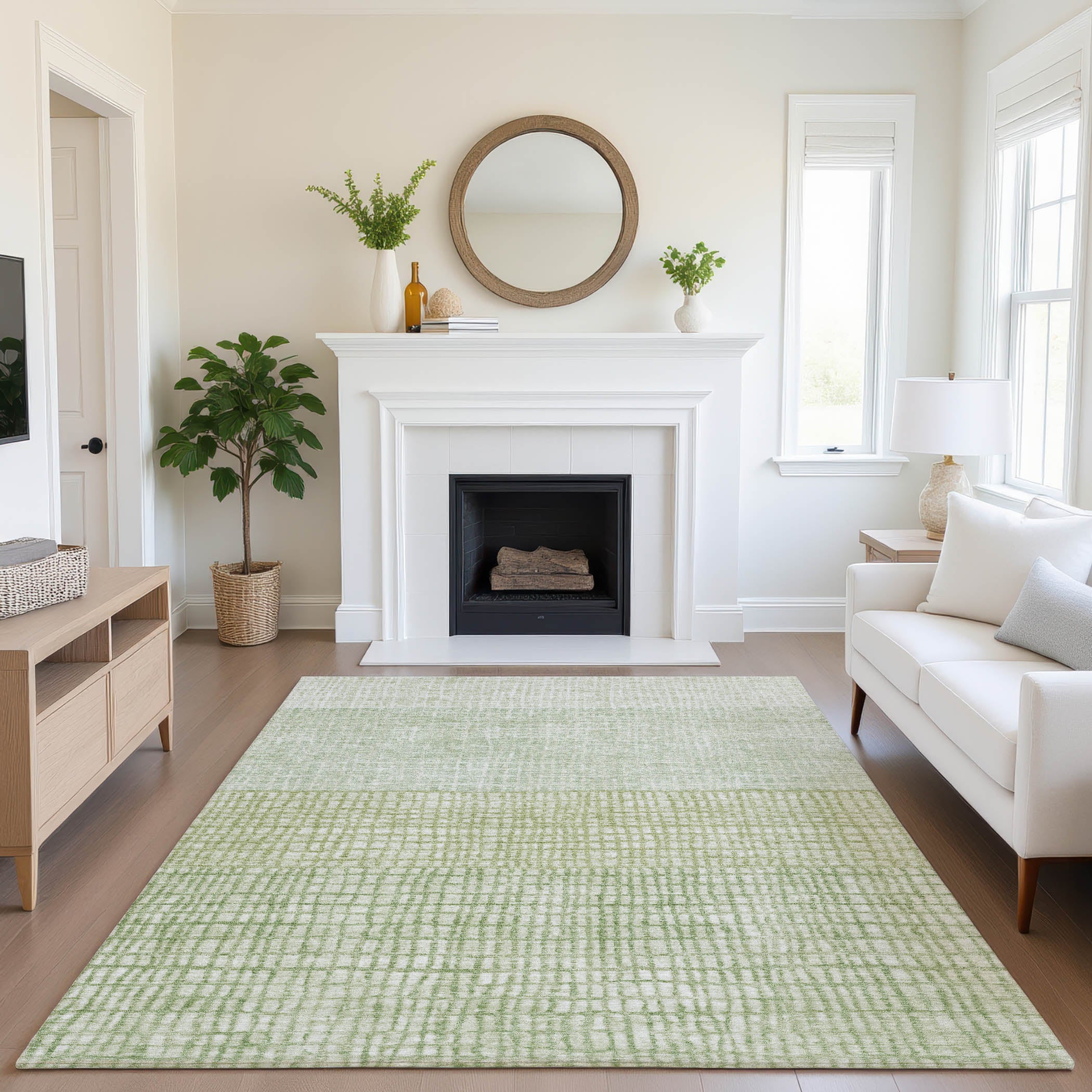 Seville Machine Washable Transitional Sage Green Rug 2'6" x 3'10" #shape_Rectangle