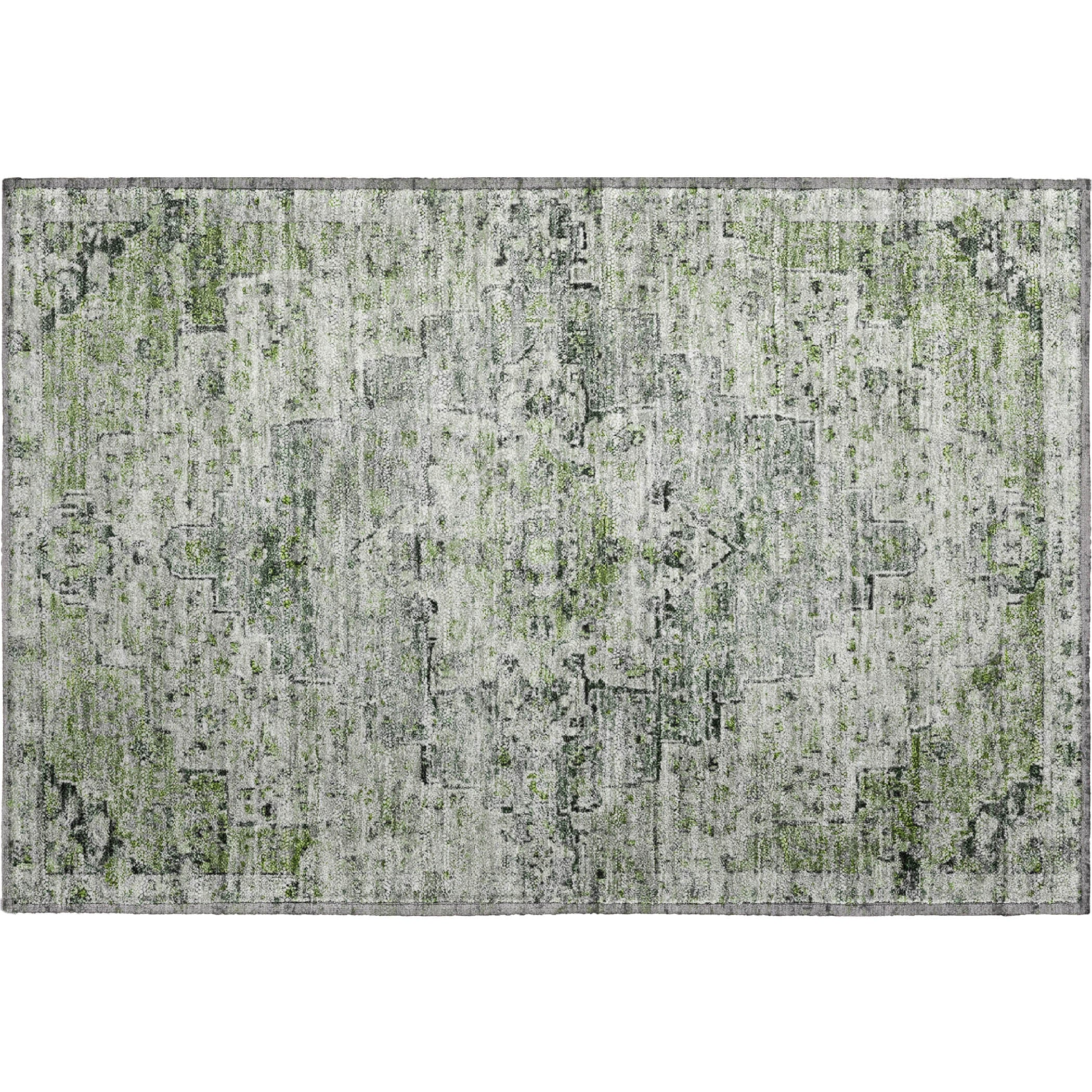 Havana Machine Washable Traditional Aloe Green Rug 1'8" x 2'6" #shape_Rectangle