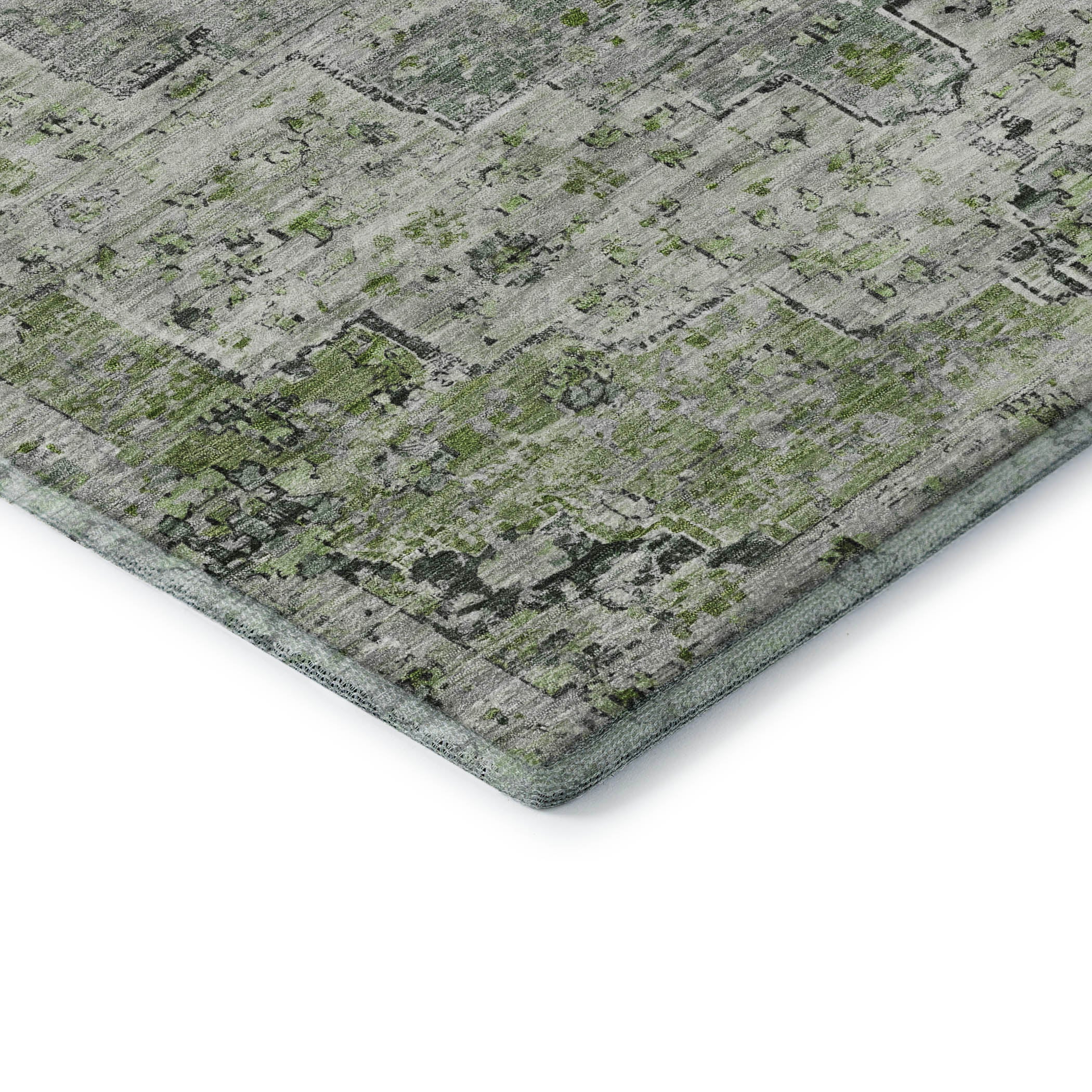 Havana Machine Washable Traditional Aloe Green Rug 1'8" x 2'6" #shape_Rectangle