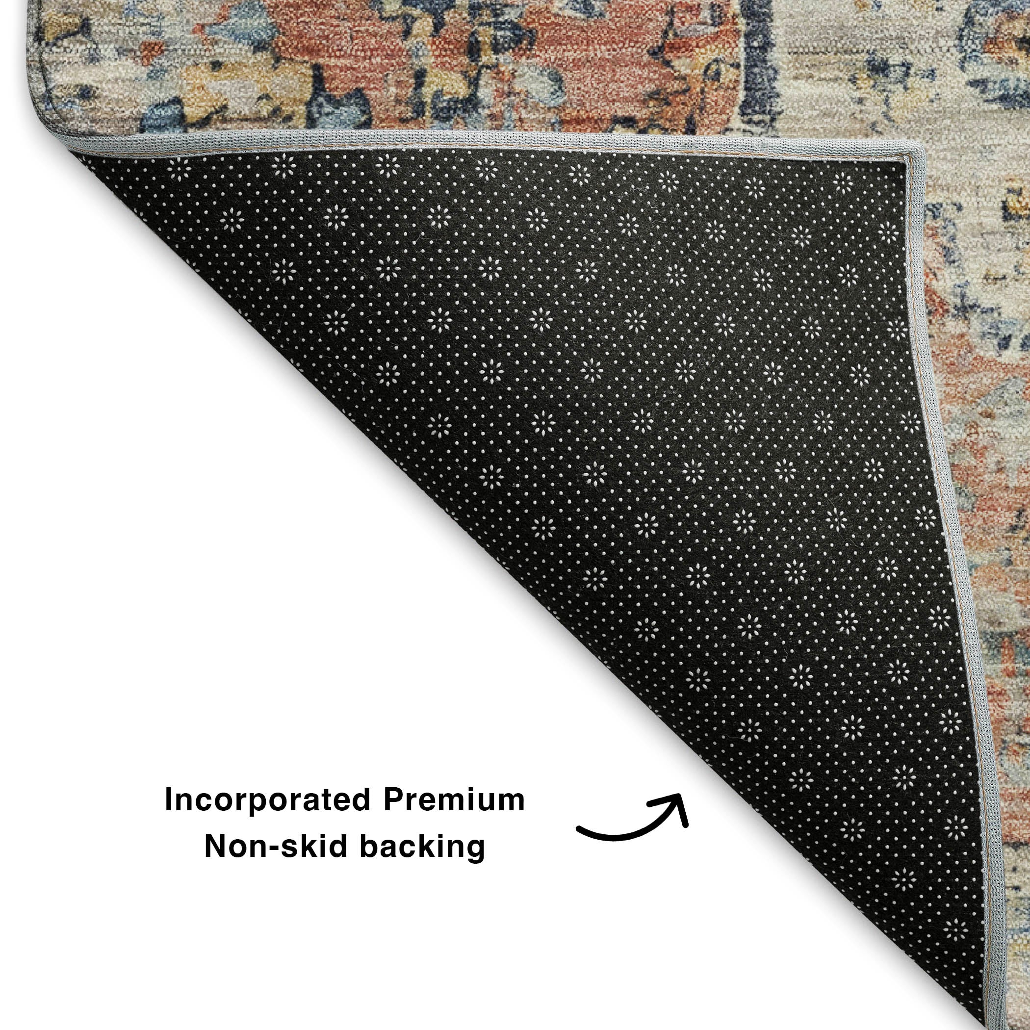 Havana Machine Washable Traditional Beige Brown Rug 1'8" x 2'6" #shape_Rectangle