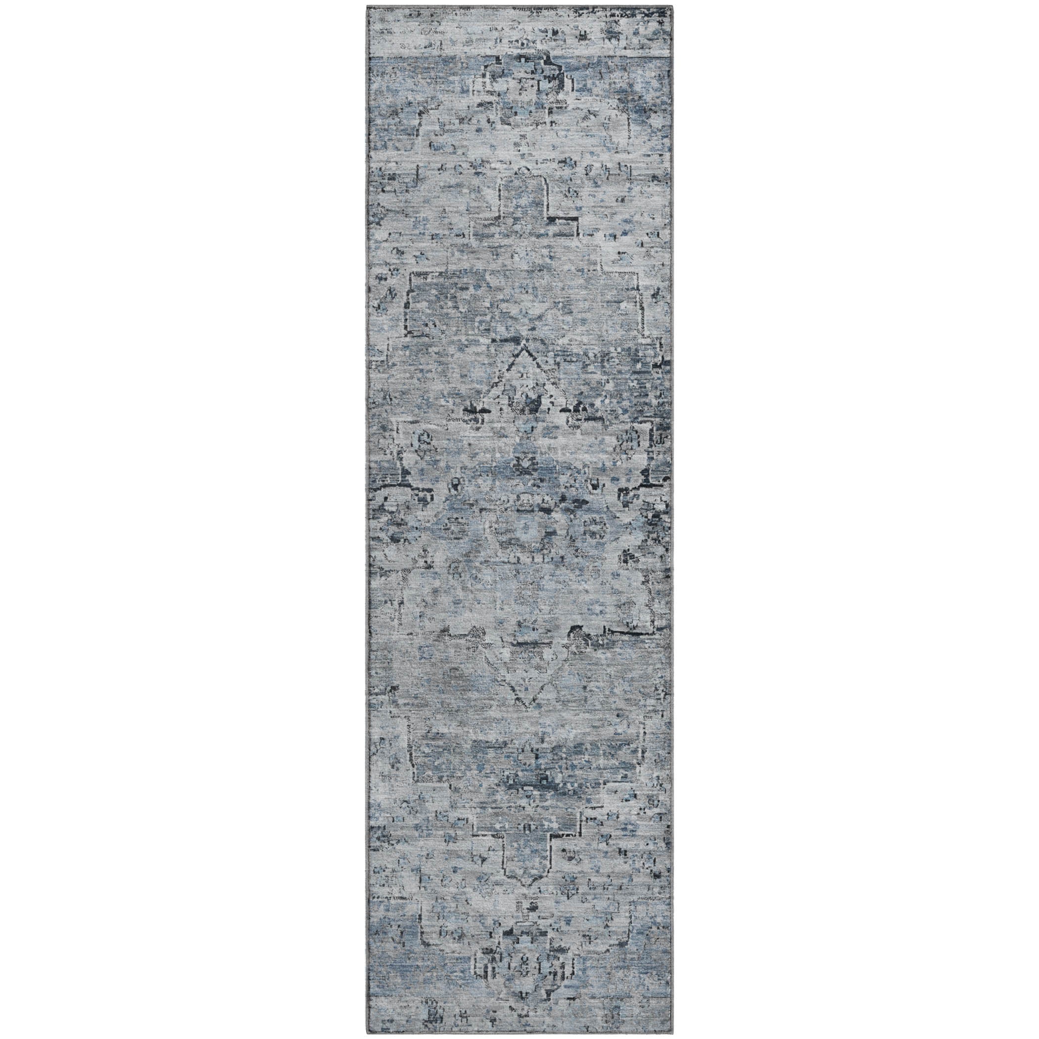 Havana Machine Washable Traditional Sky Blue Rug 2'3" x 7'6" #shape_Runner
