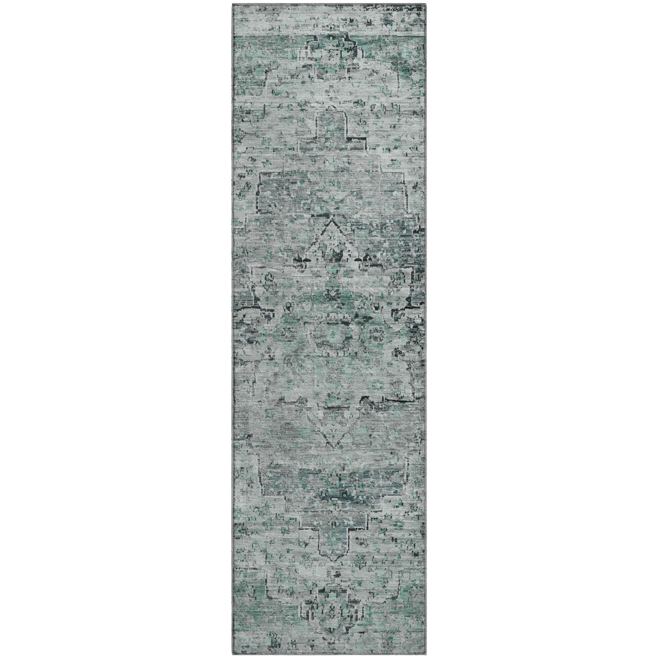 Havana Machine Washable Traditional Teal Rug 2'3" x 7'6" #shape_Runner