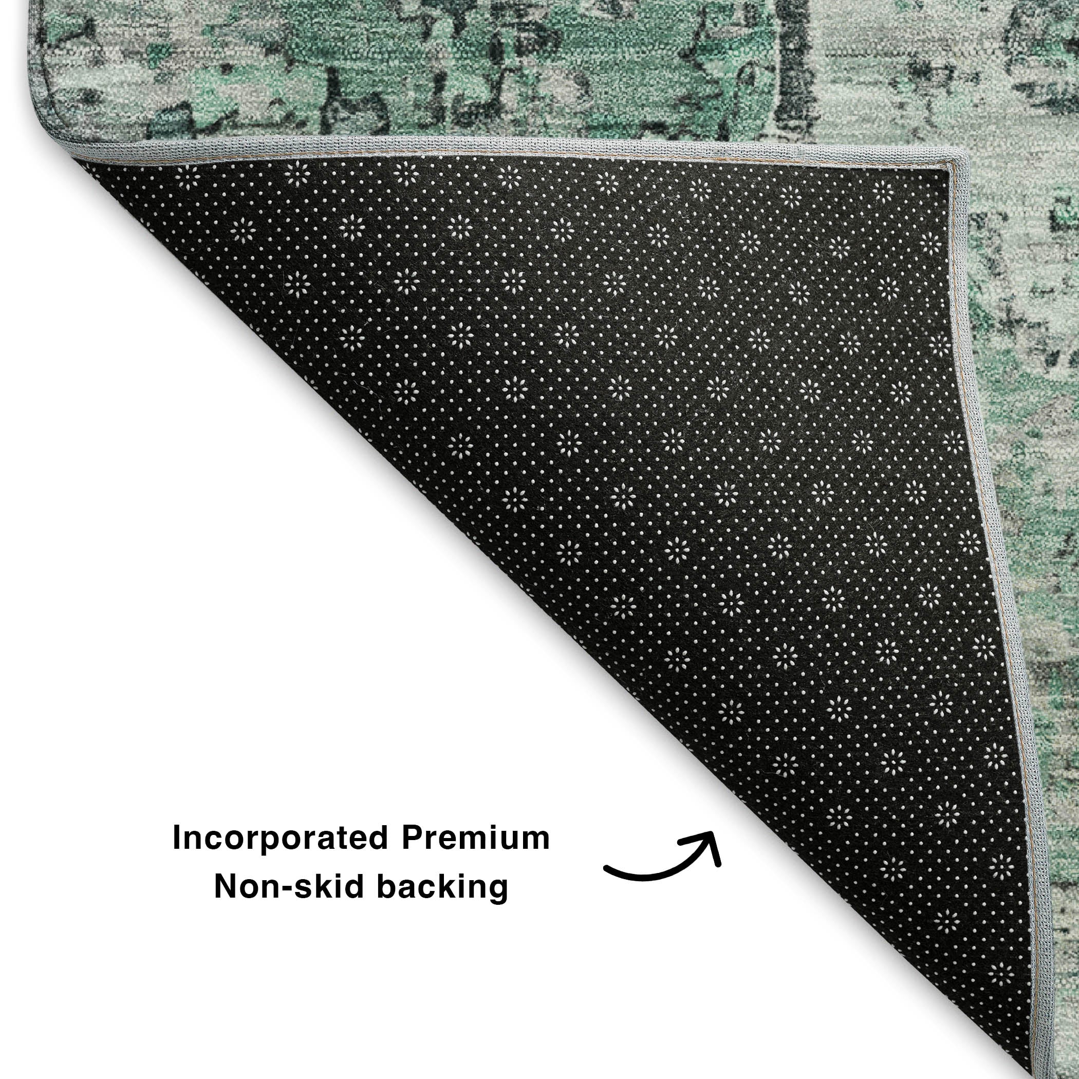 Havana Machine Washable Traditional Teal Rug 1'8" x 2'6" #shape_Rectangle