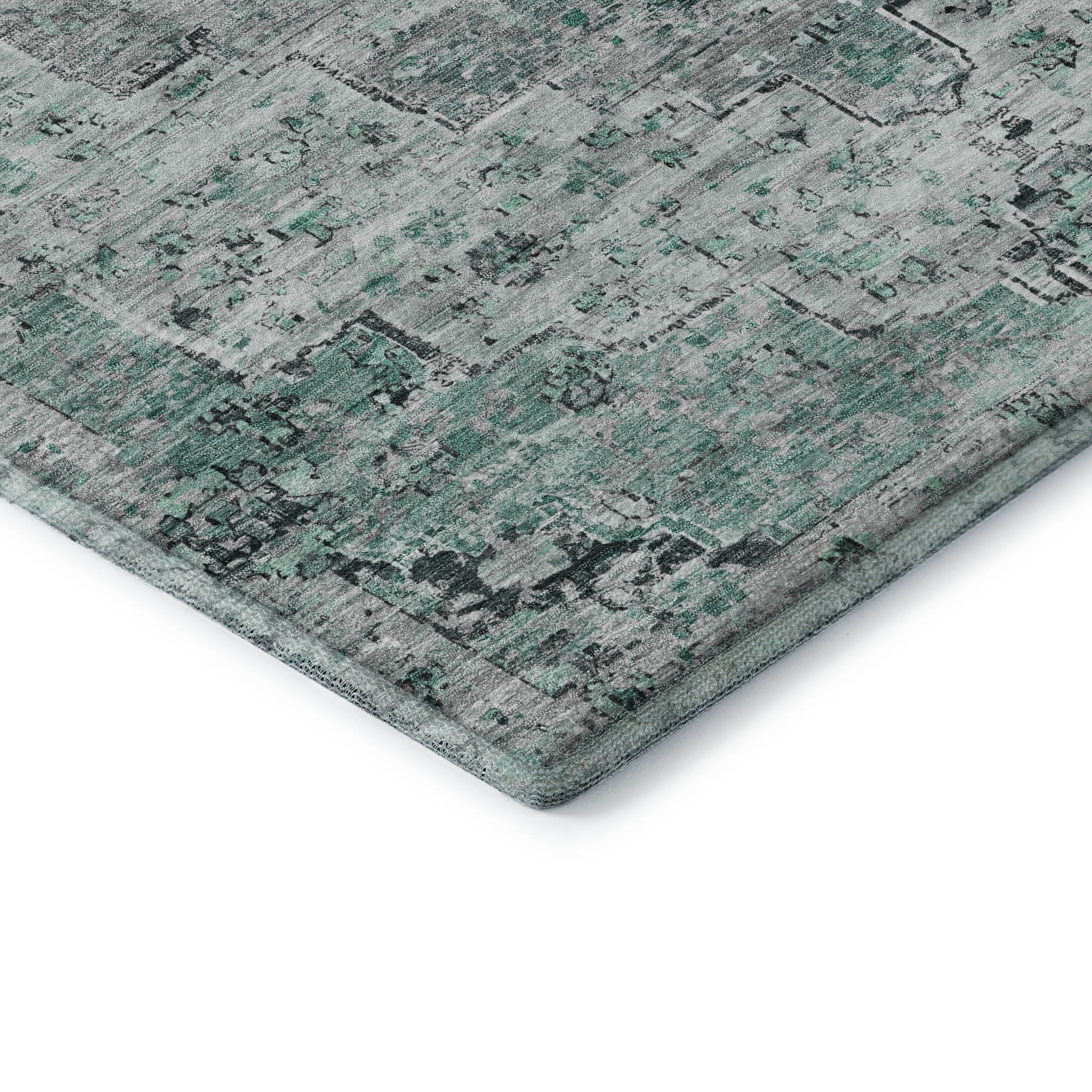 Havana Machine Washable Traditional Teal Rug 1'8" x 2'6" #shape_Rectangle