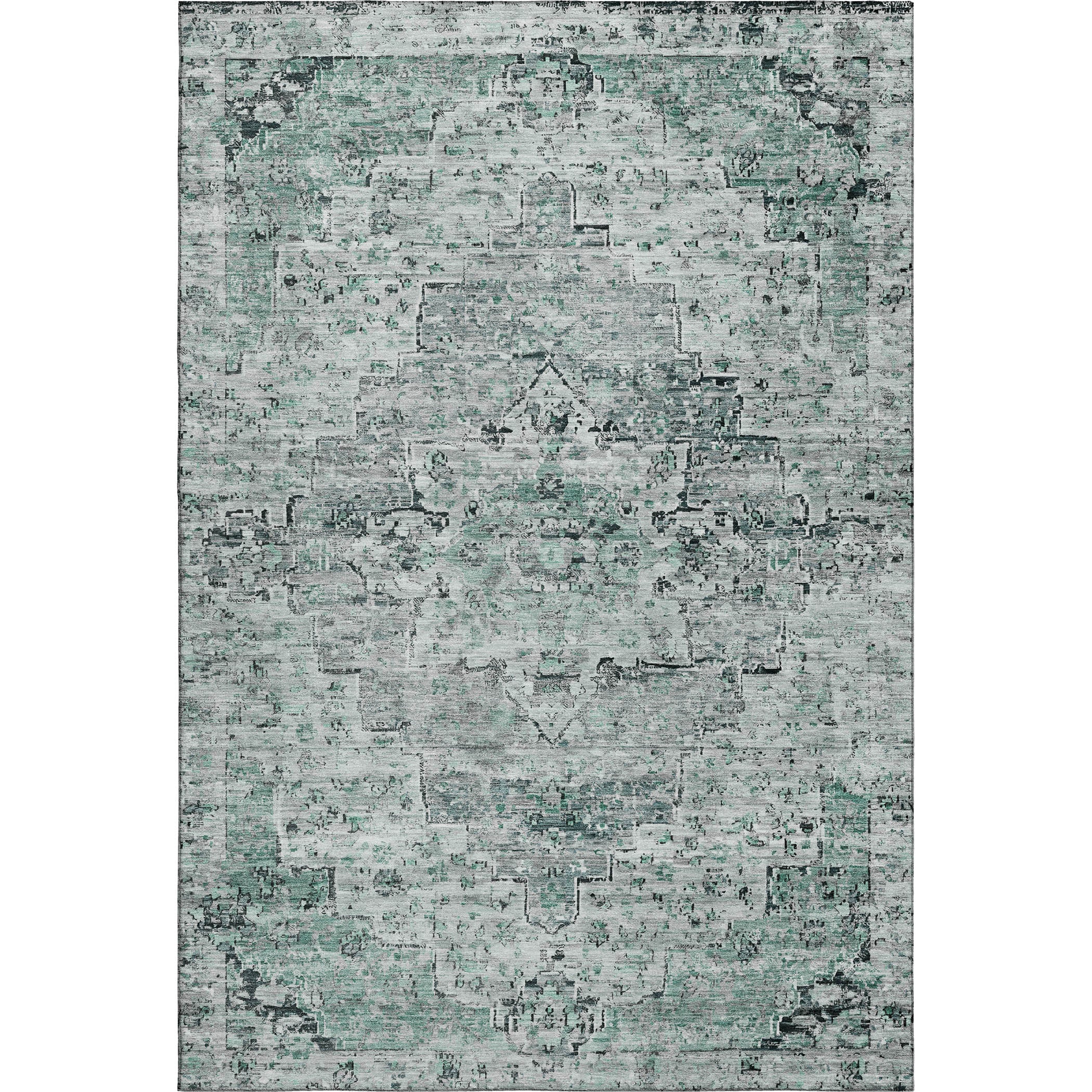 Havana Machine Washable Traditional Teal Rug 2'6" x 3'10" #shape_Rectangle