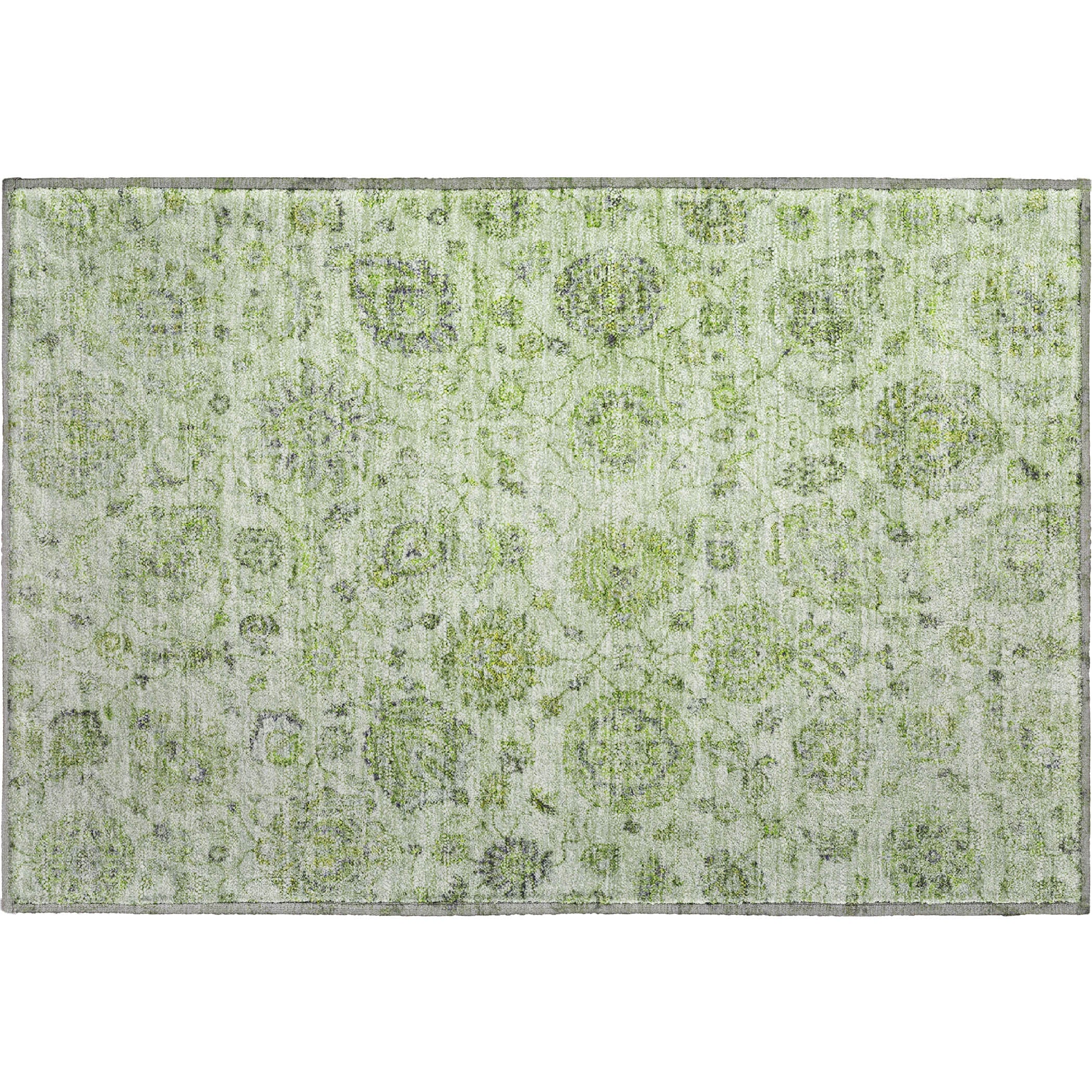 Oslo Machine Washable Transitional Aloe Green Rug 1'8" x 2'6" #shape_Rectangle