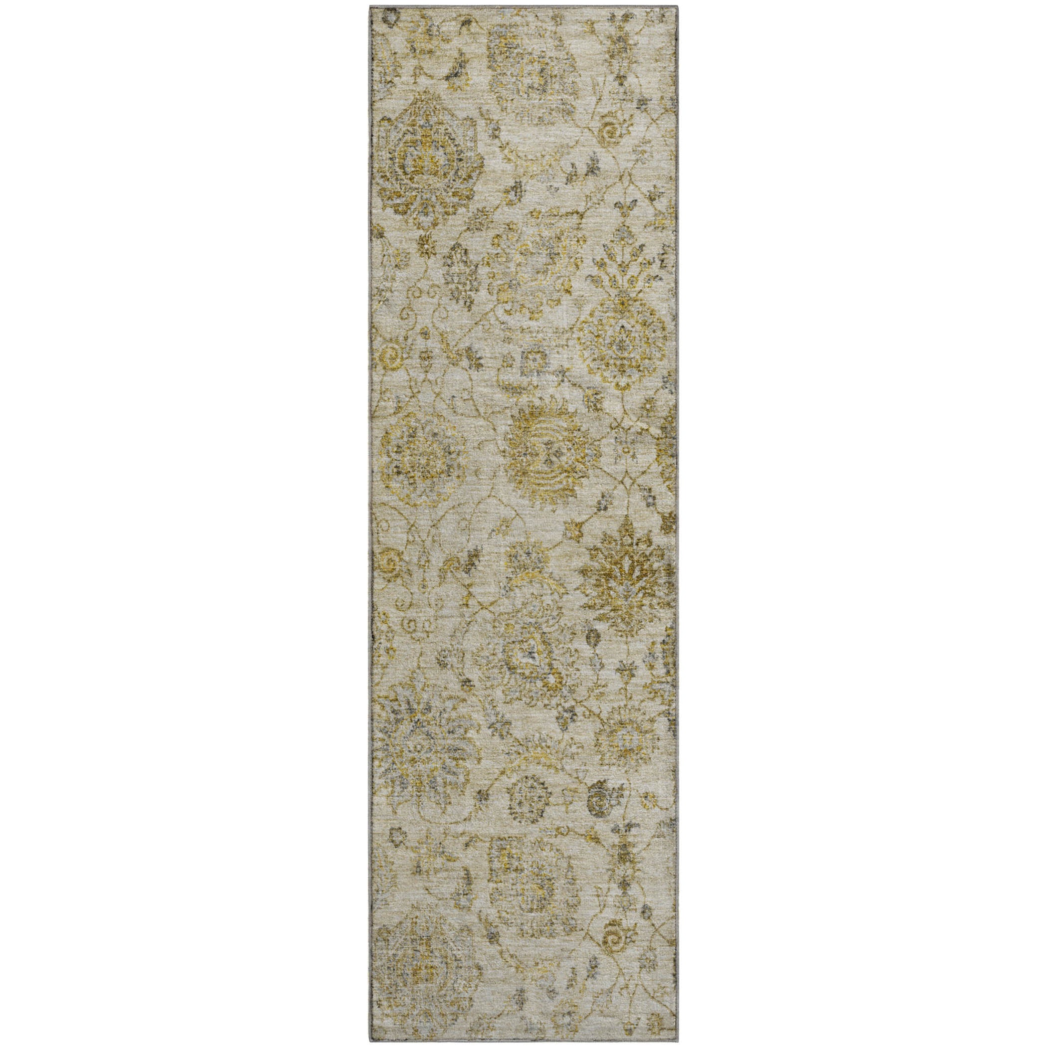 Oslo Machine Washable Transitional Beige Brown Rug 2'3" x 7'6" #shape_Runner