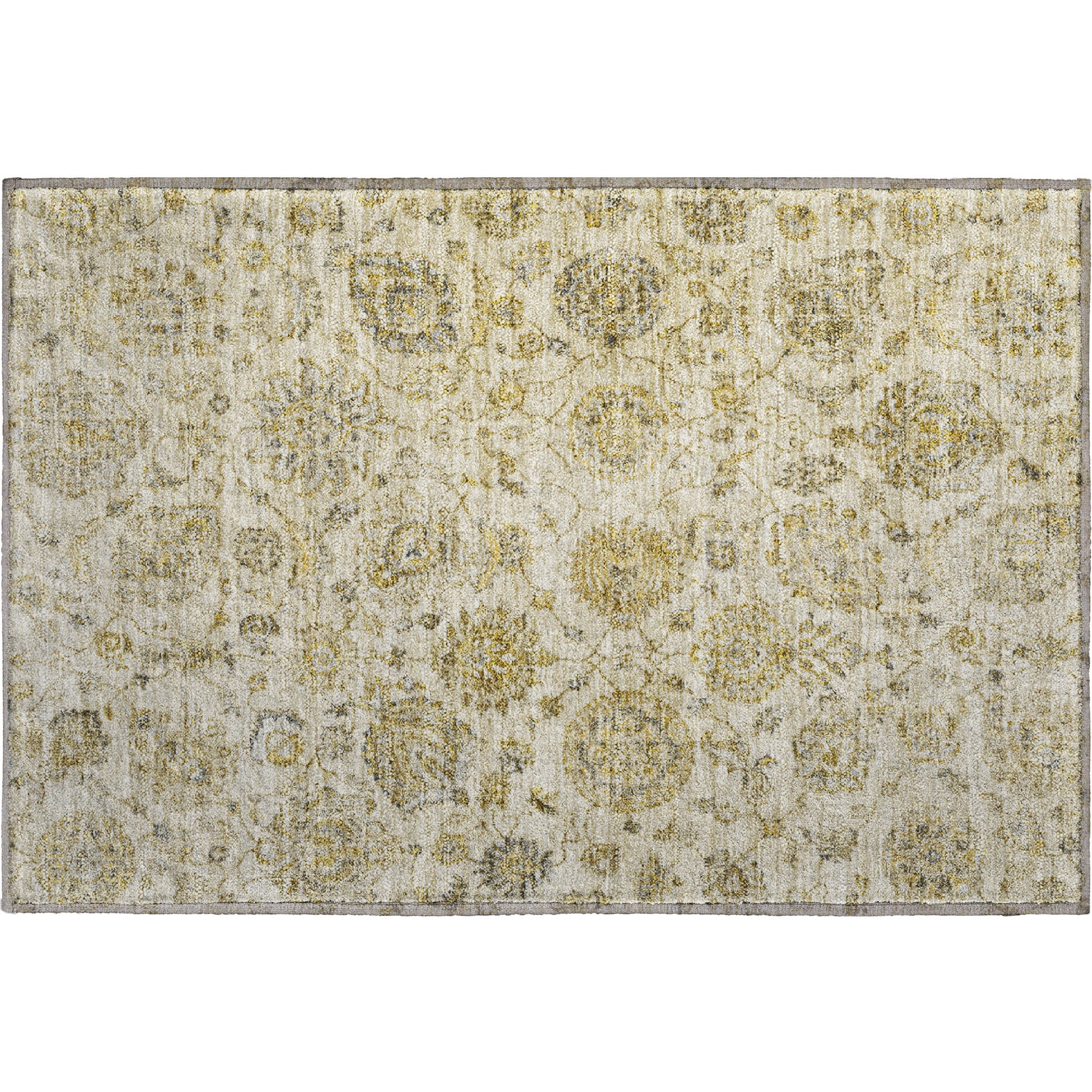 Oslo Machine Washable Transitional Beige Brown Rug 1'8" x 2'6" #shape_Rectangle