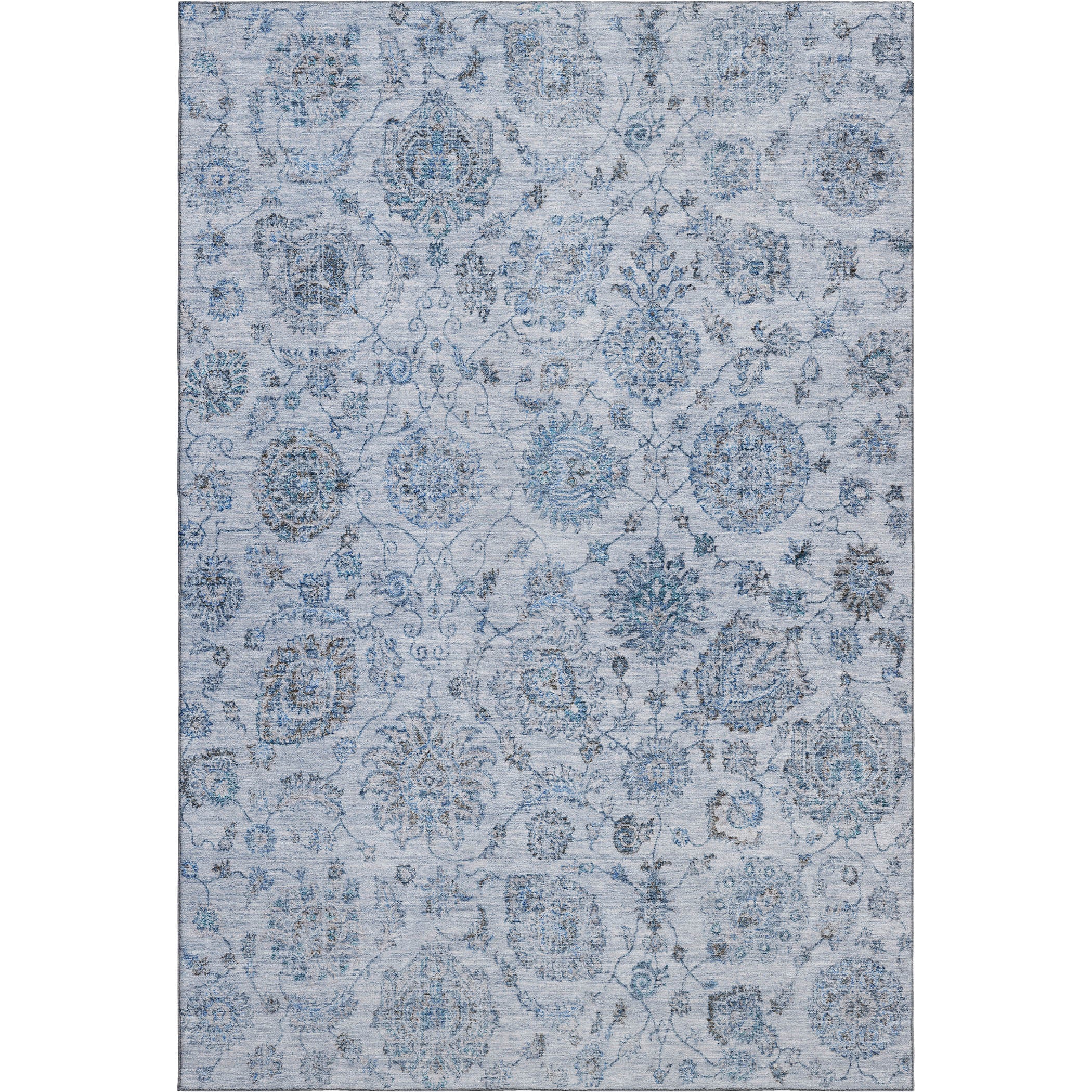 Oslo Machine Washable Transitional Blue Rug 2'6" x 3'10" #shape_Rectangle